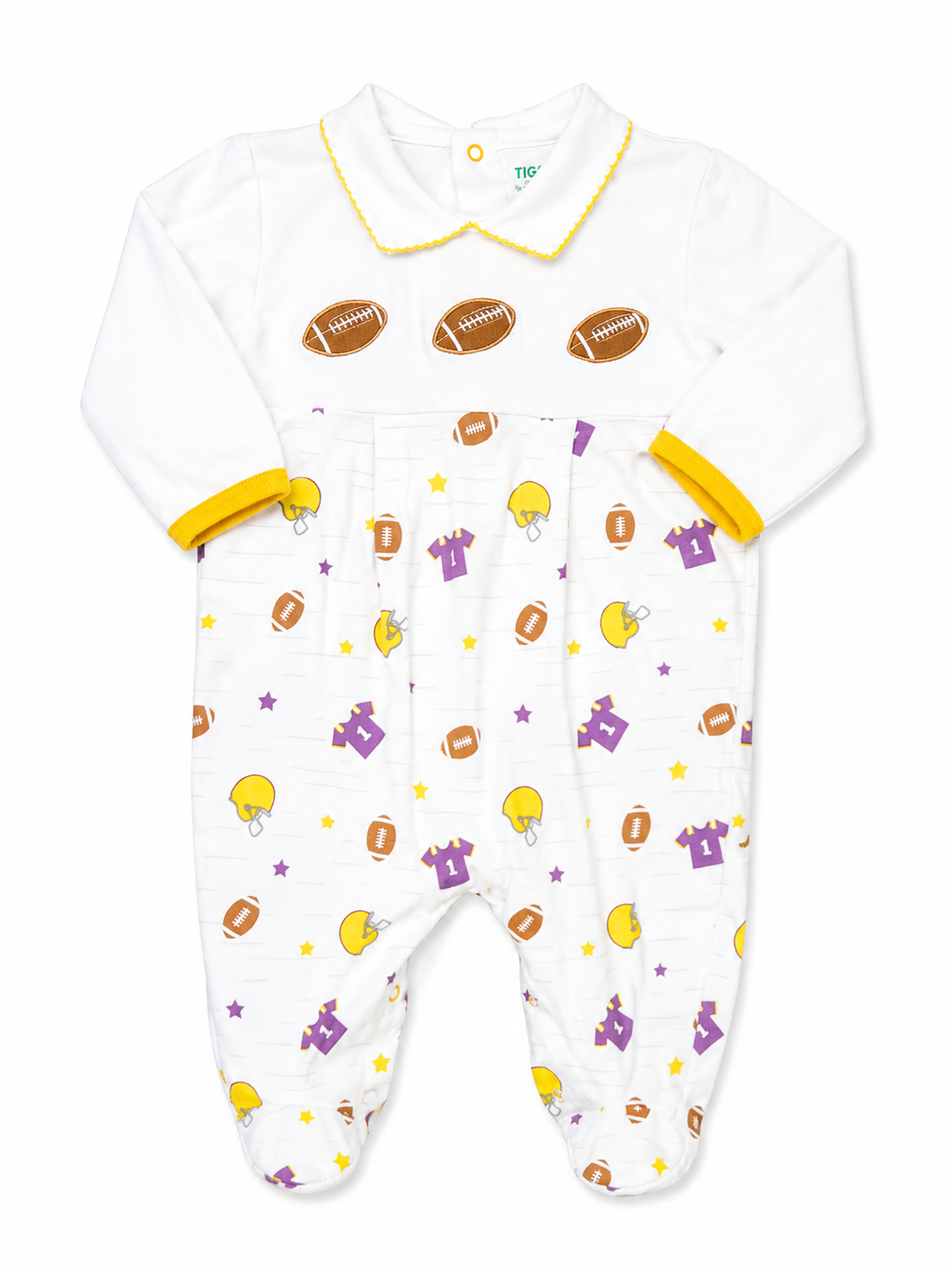 12-18M TIGERS LSU Footed Playsuit