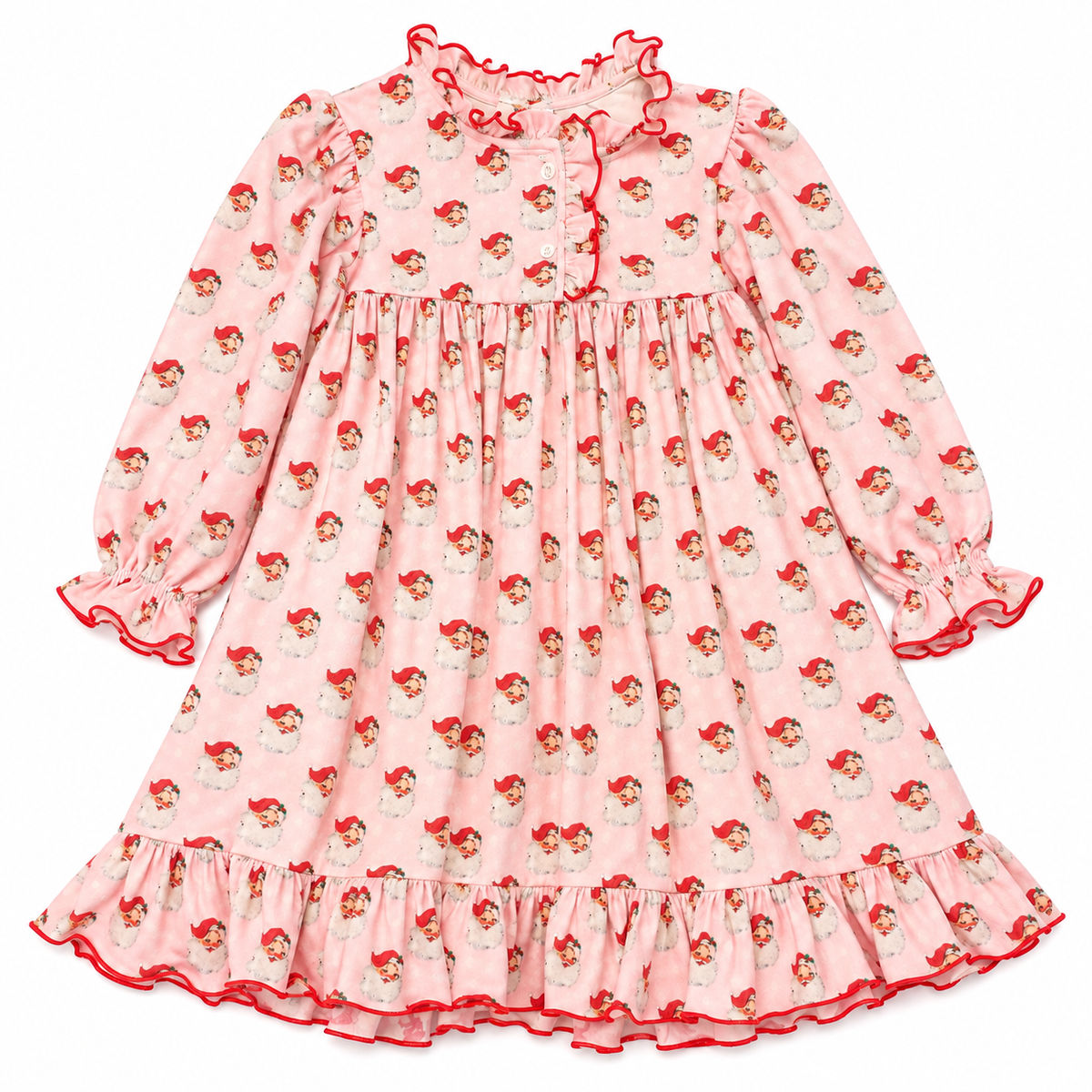 7/8 Swoon Baby Vintage Santa Pink LS Night Gown