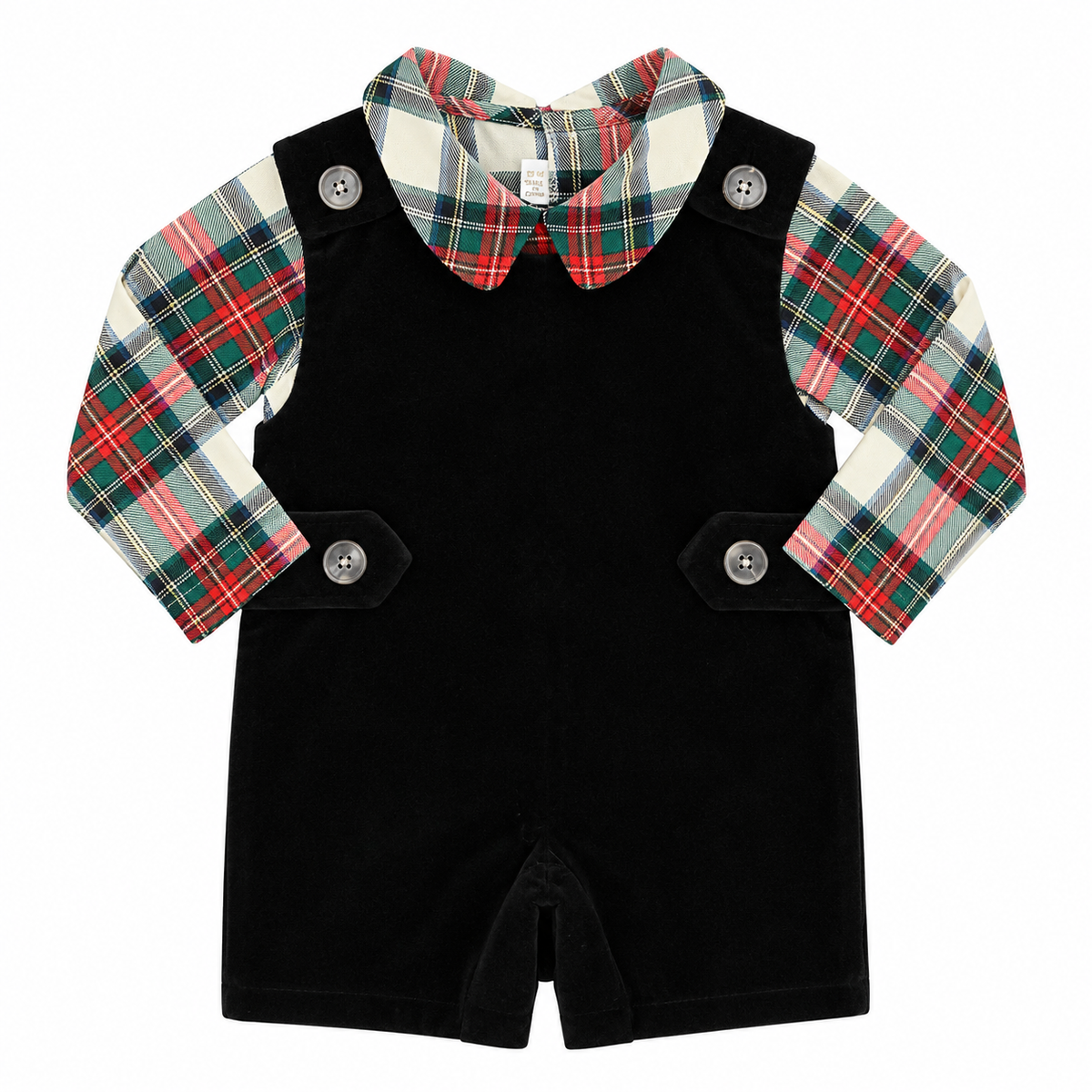 6-12M TBBC Jack Keene Velveteen Jin Jon and Peter Pan Collar Shirt in Aiken Place Plaid