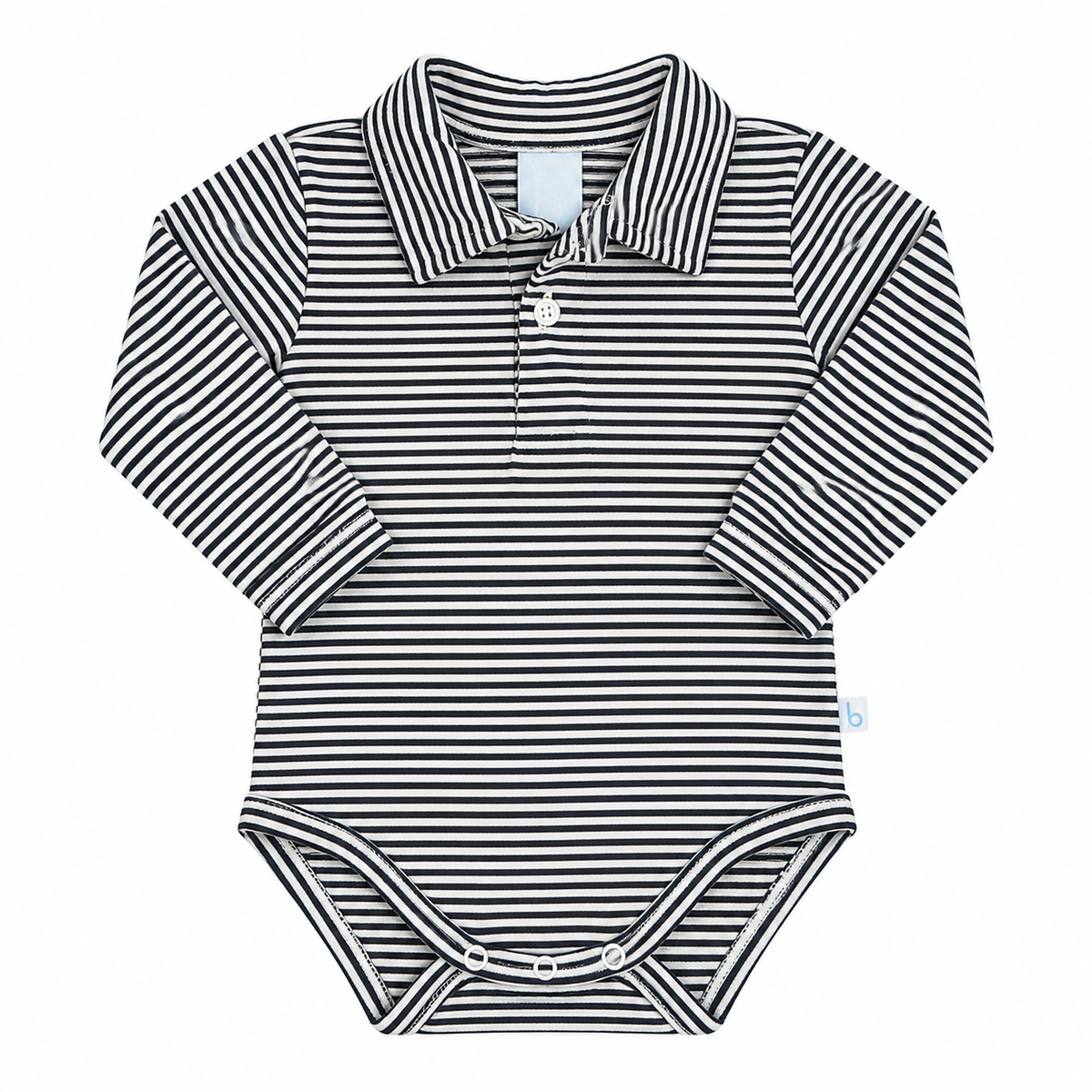 9M Bella Bliss Navy/ White LS Polo Onesie