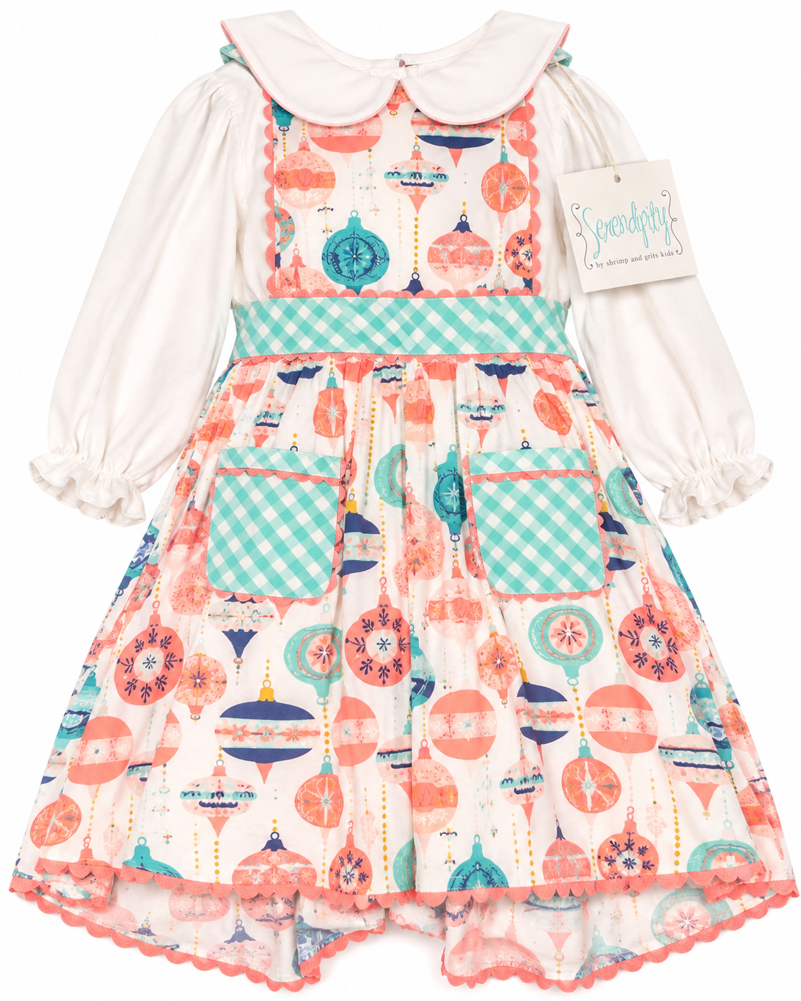 7/8 Serendipity by Shrimp & Grits Christmas Tree Ornament Dress Set