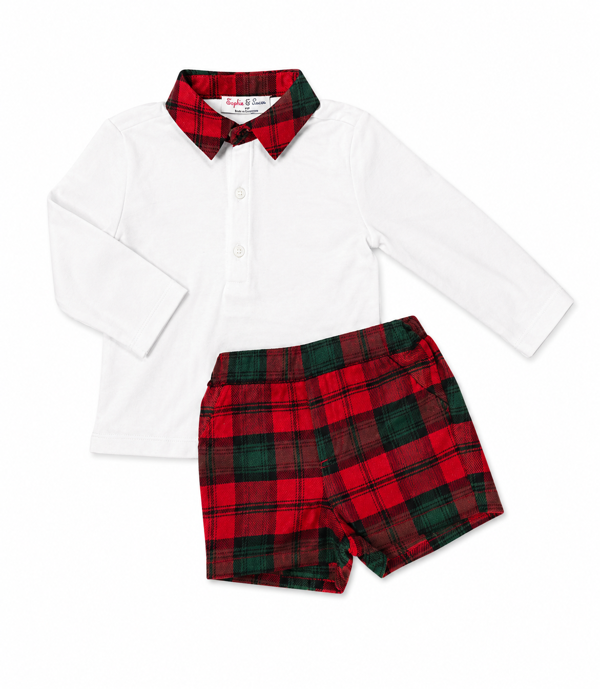 Sophie & Lucas Tartan Tidings Short Set