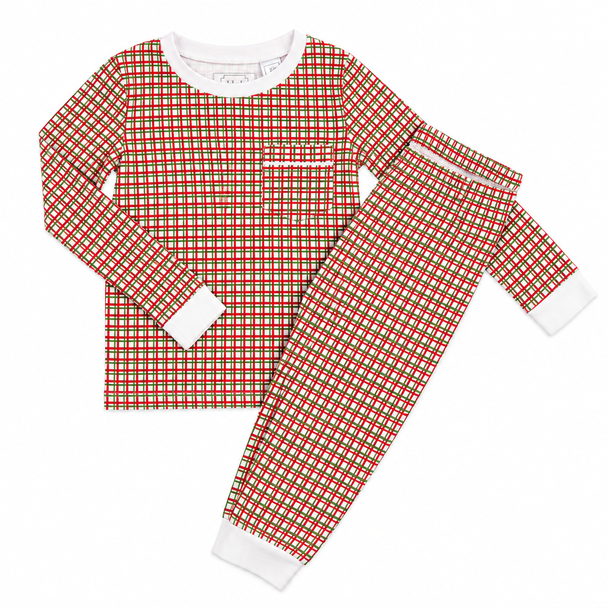 2T Lila and Hayes Red and Green Print Pajamas