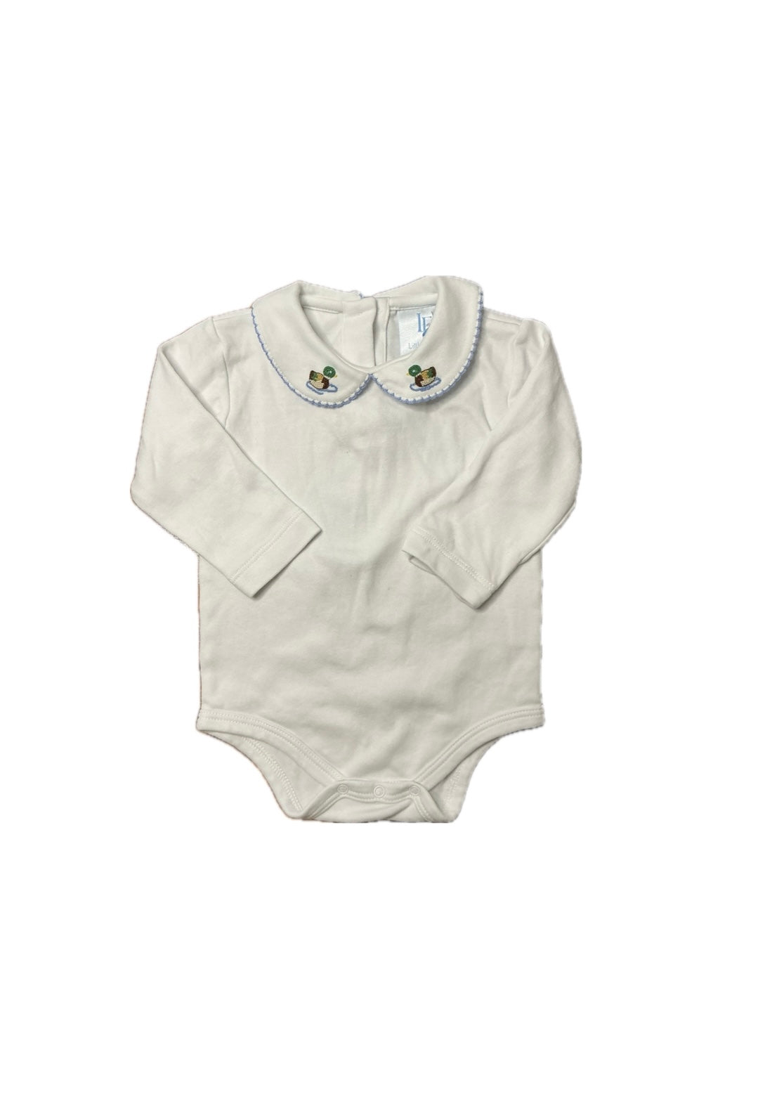 9M Little English LS Onesie with Duck Embroidery