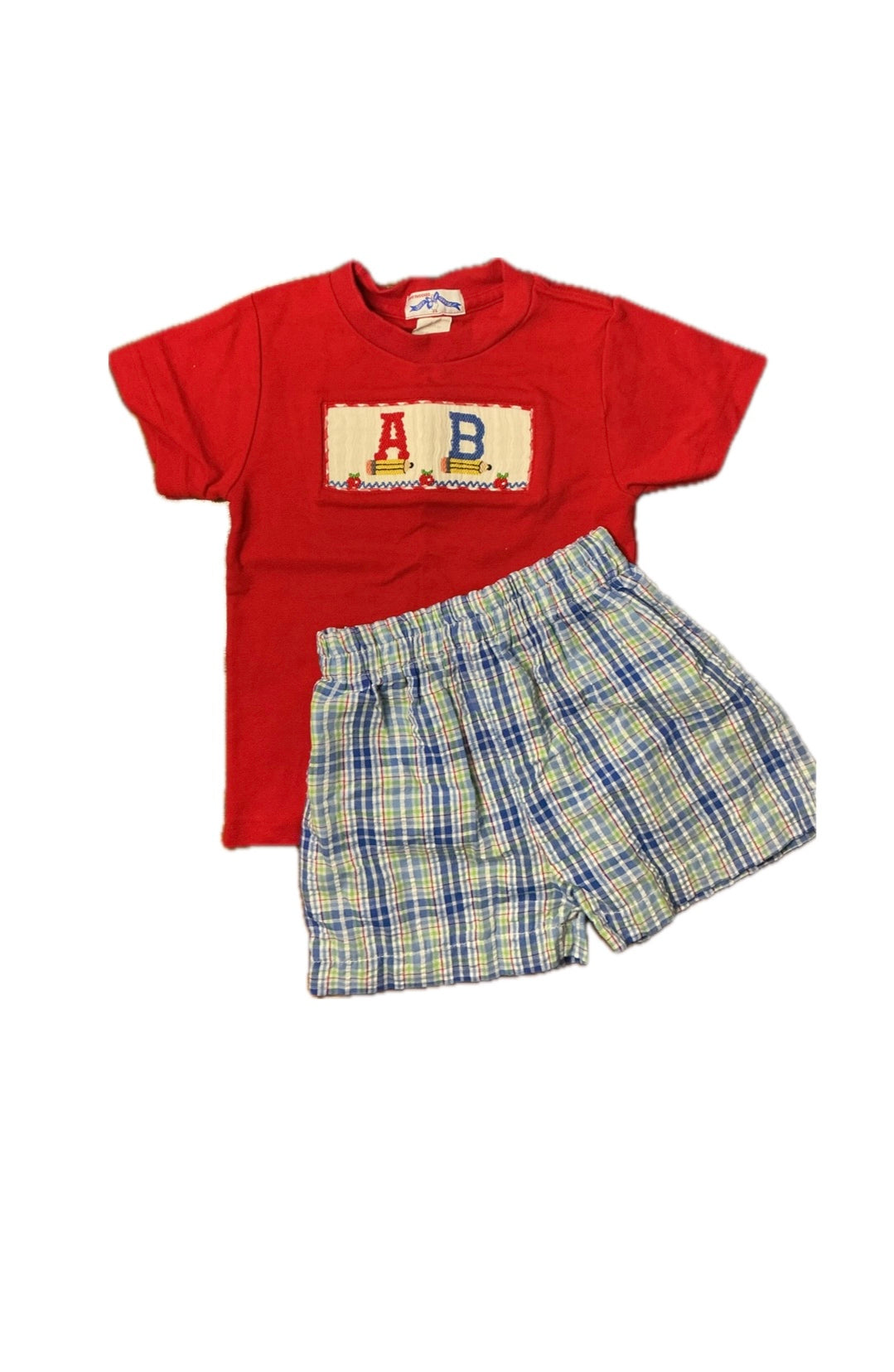 3 Silky Goose/ Funtasia Too AB Smocked Tee and Plaid Short Set