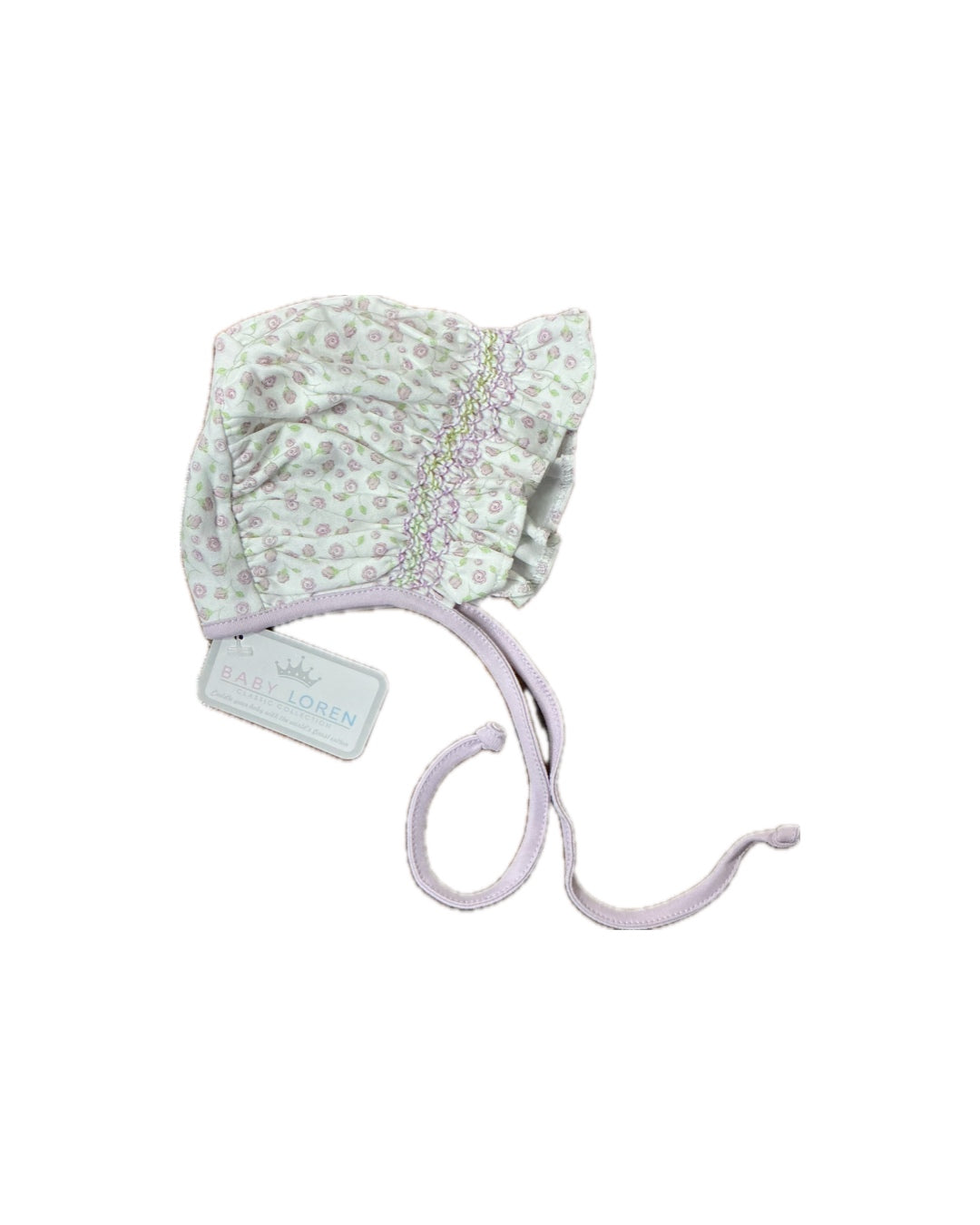 0-3M Baby Loren Purple Floral Smocked Bonnet