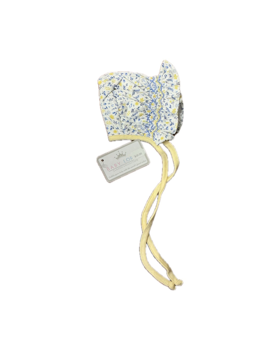 Baby Loren Yellow and Blue Floral Smocked Knit Bonnet