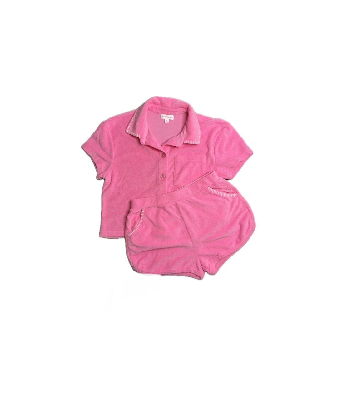 Large Design History Pink Terry Cloth Short Set