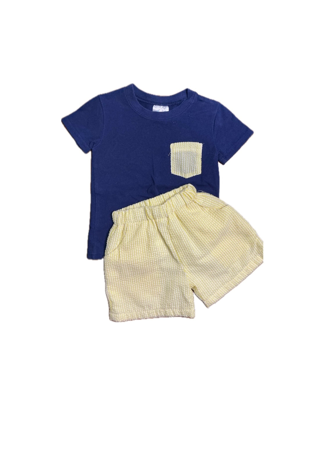 12M Stitchy Fish Navy/ Yellow Short Set
