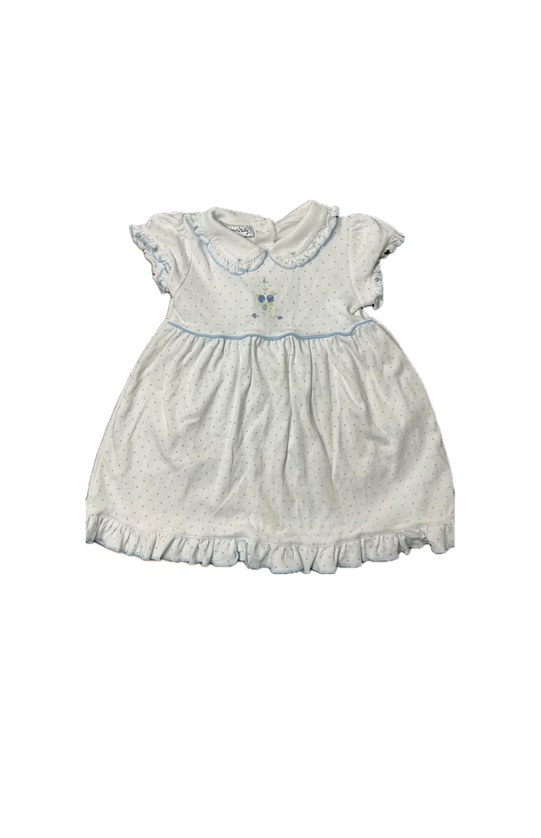 2T Magnolia Baby Polka Dot Dress with Blue Rosettes