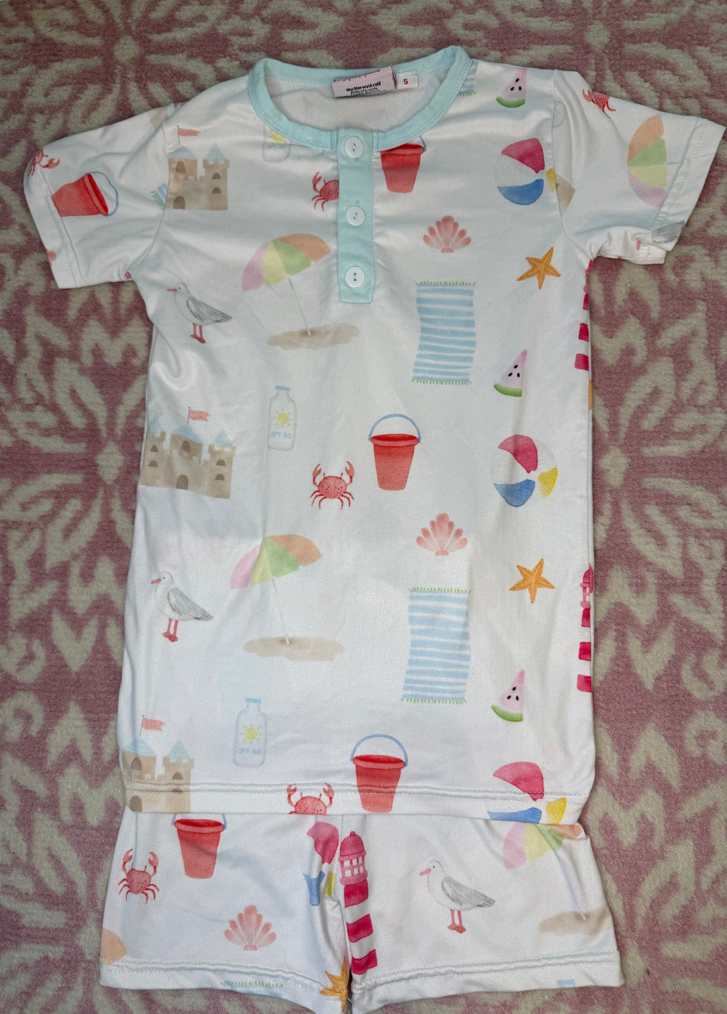 Sz 5 Little Louanne Beach Day Pajama Short Set