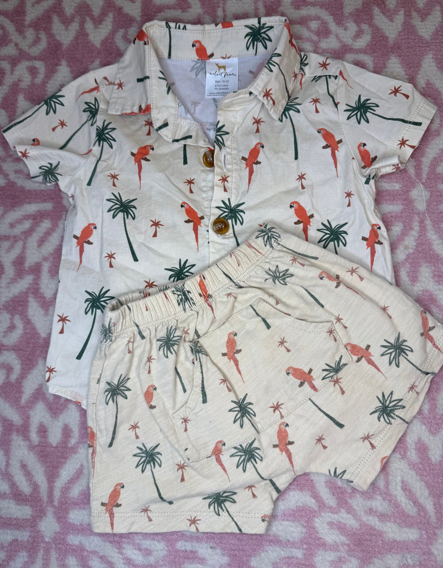 18/24M Velvet Fawn Parrot Short Set