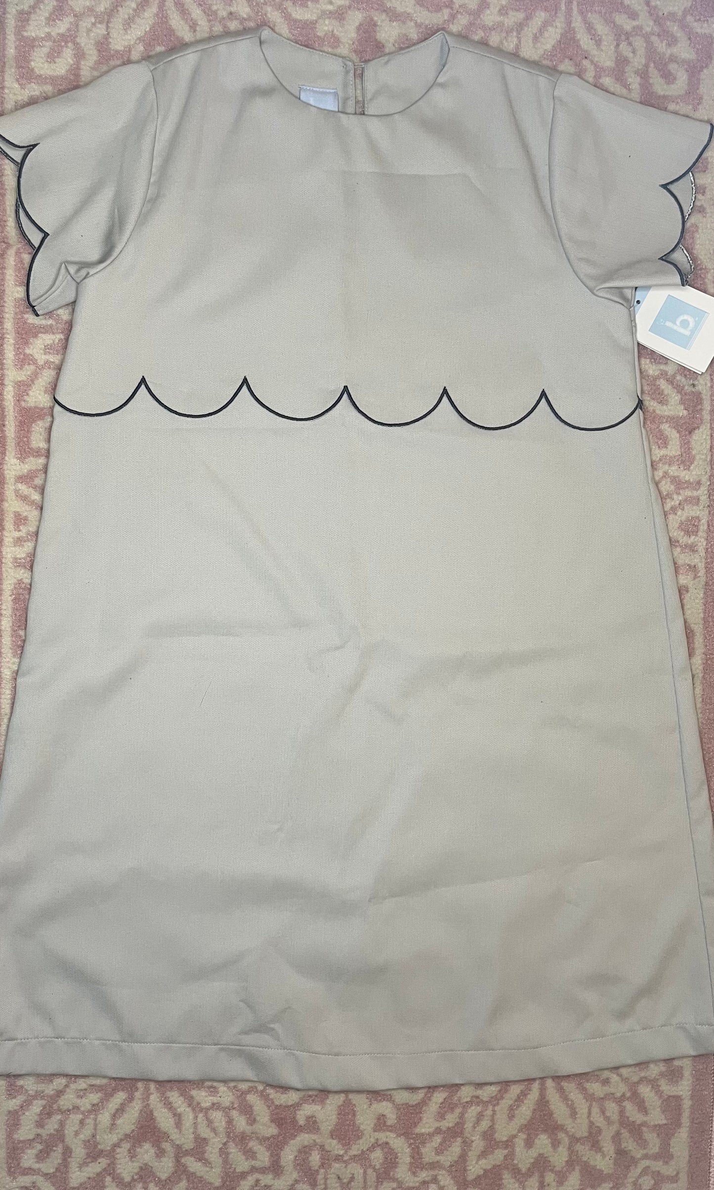 14 Bella Bliss Scalloped Shift Grey Pique Dress