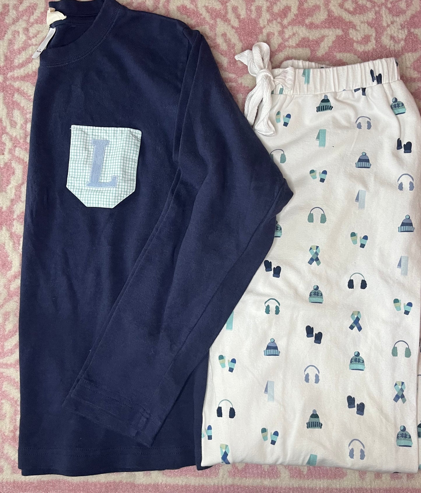 10 Slim Hannah Kate Pajama Pant and Sz 10 Hannah Kate L appliqué LS shirt