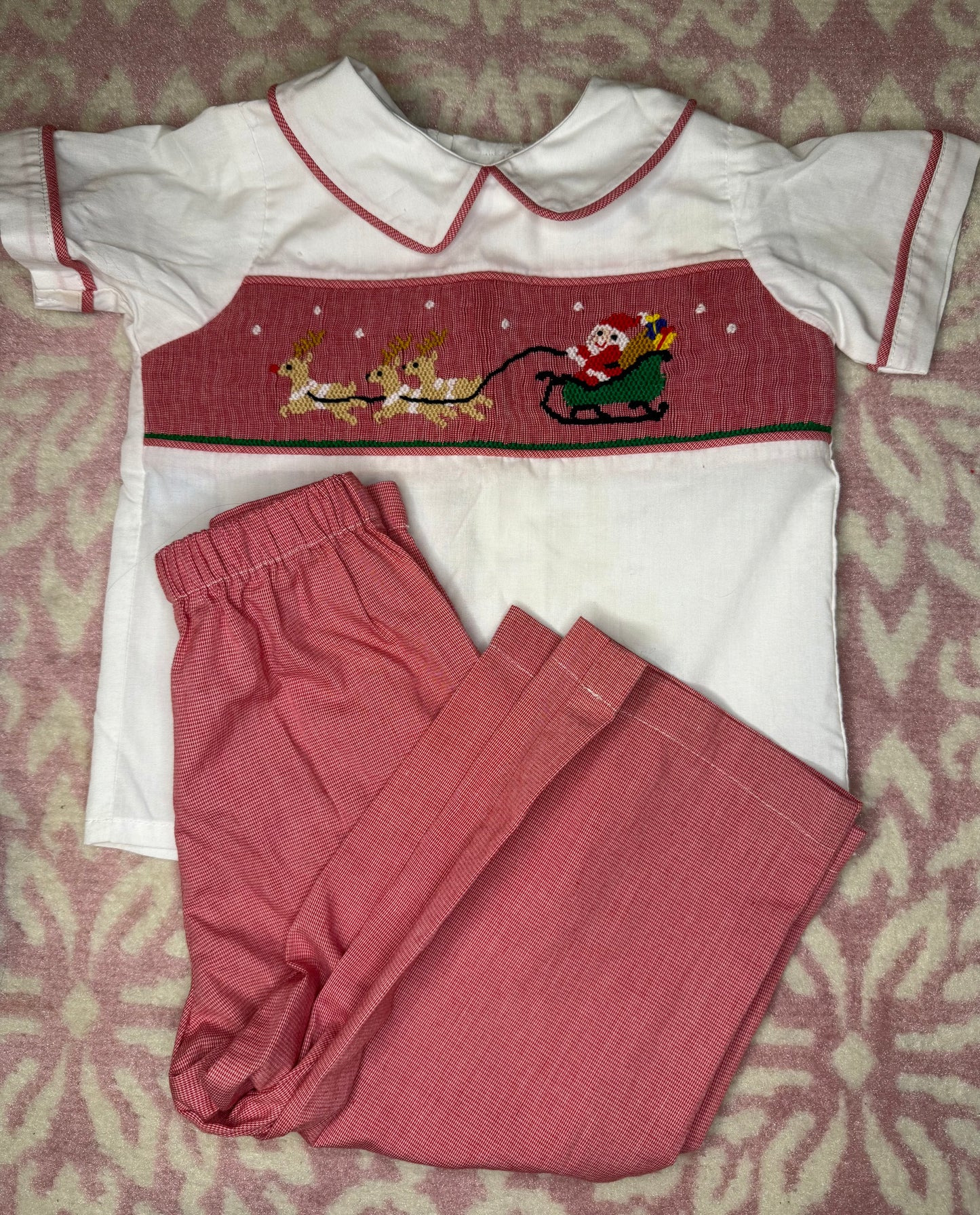 18M Remember Nguyen Santas Sleigh Smocked Pant Set