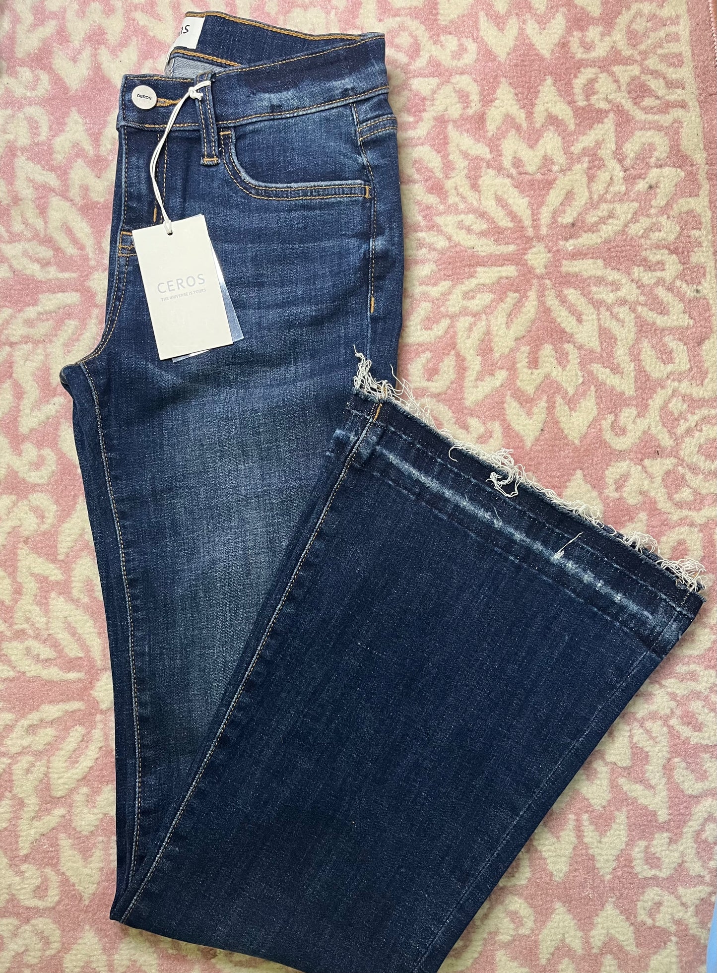 14 Ceros High Rise Dark Wash Flare Jean