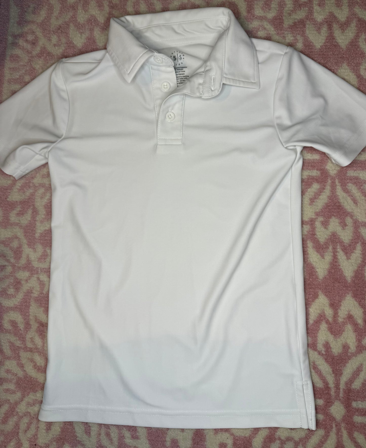 Sz 5/6 Courtside Kids White Polo