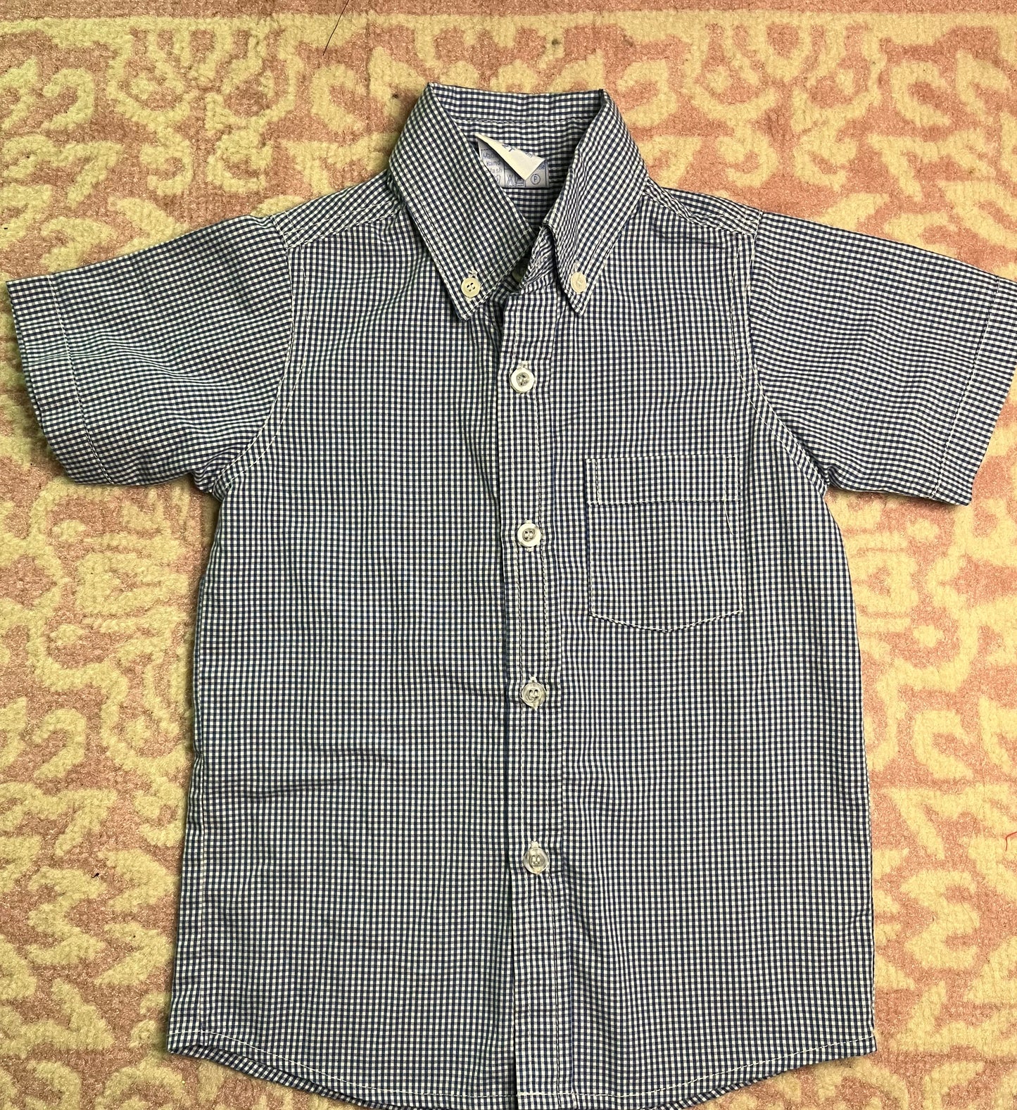2T Remember Nguyen Blue Microcheck SS Button down