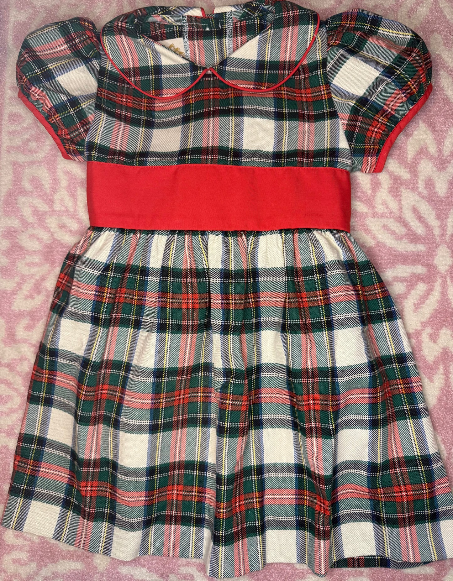 3T TBBC Cindy Lou Sash Dress Aiken Place Plaid with Richmond Red