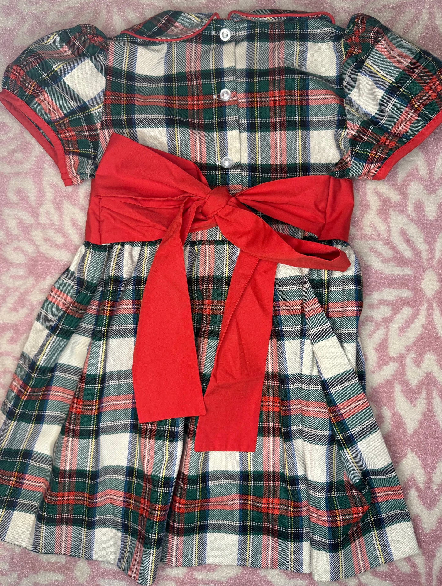 3T TBBC Cindy Lou Sash Dress Aiken Place Plaid with Richmond Red