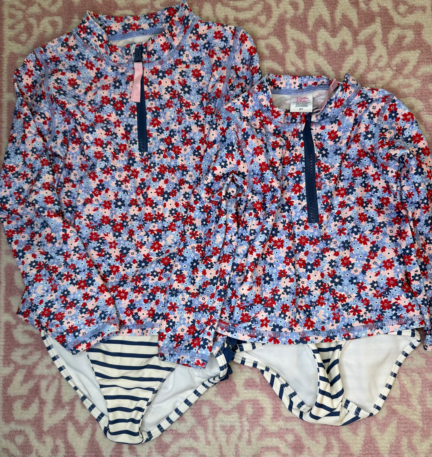 2T Rufflebutts Floral Rash Guard Set