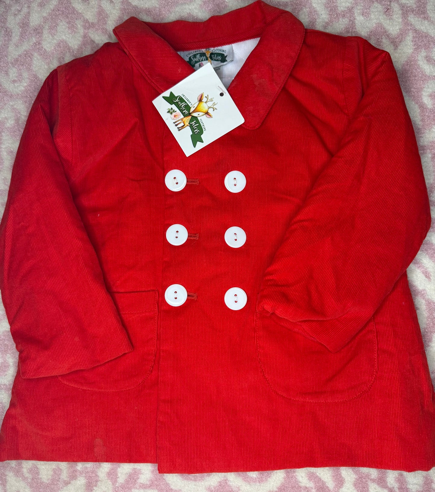 18M Southern Taters Red Cord Pea Coat