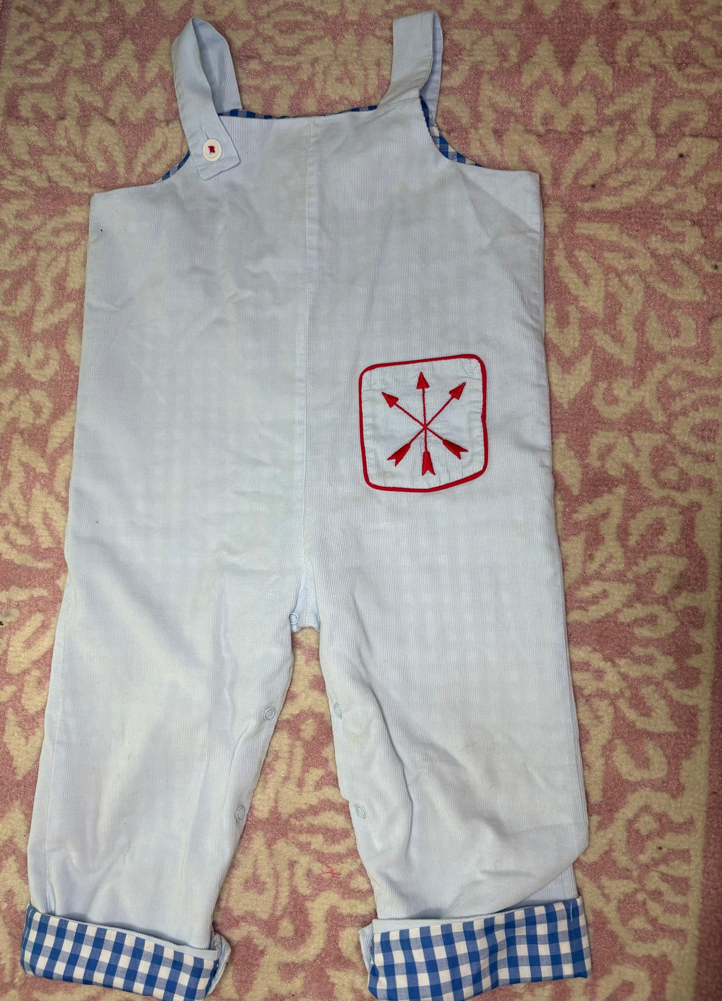 18-24M TBBC Light Blue Cord and Gingham Longall