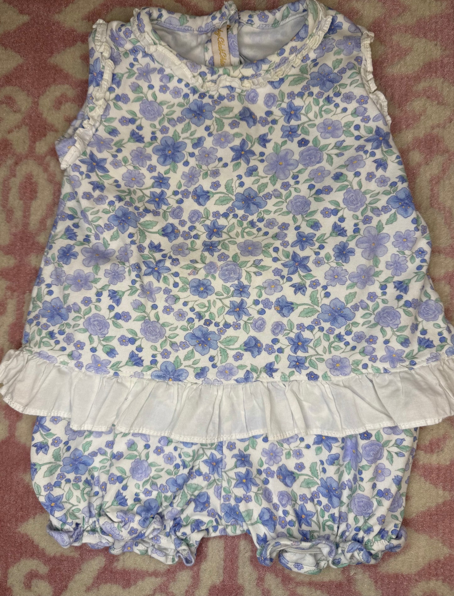 9/12M Baby Club Chic Blue Floral Knit Bloomer Set
