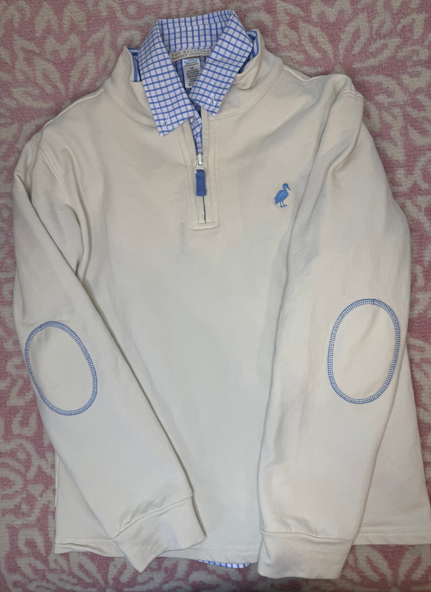 Sz 10 TBBC Hayword Half-Zip Saratoga Stone/Barbados Blue + sz 10 Deans List Matching Button Down