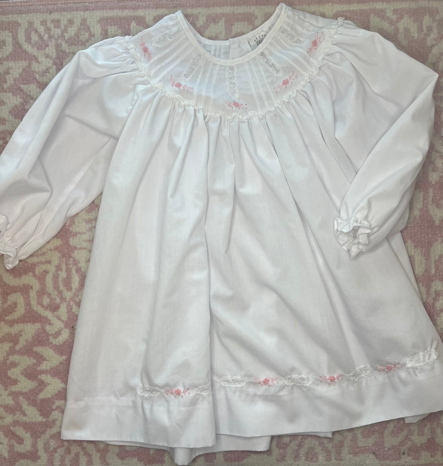 Sz 24M Royal Child LS White Dress with Lace and Rosettes