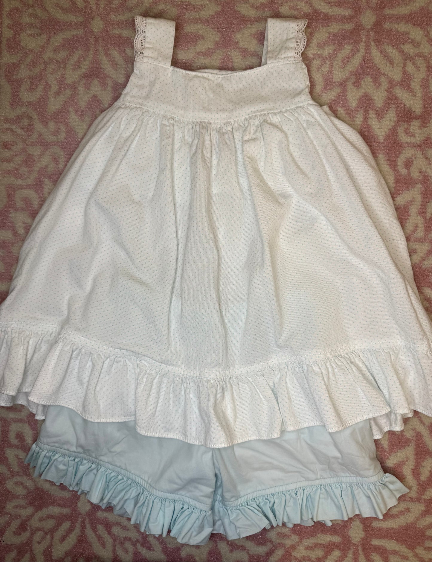 Sz 7 Hannah Kate Mini Dot Ruffle Short Set