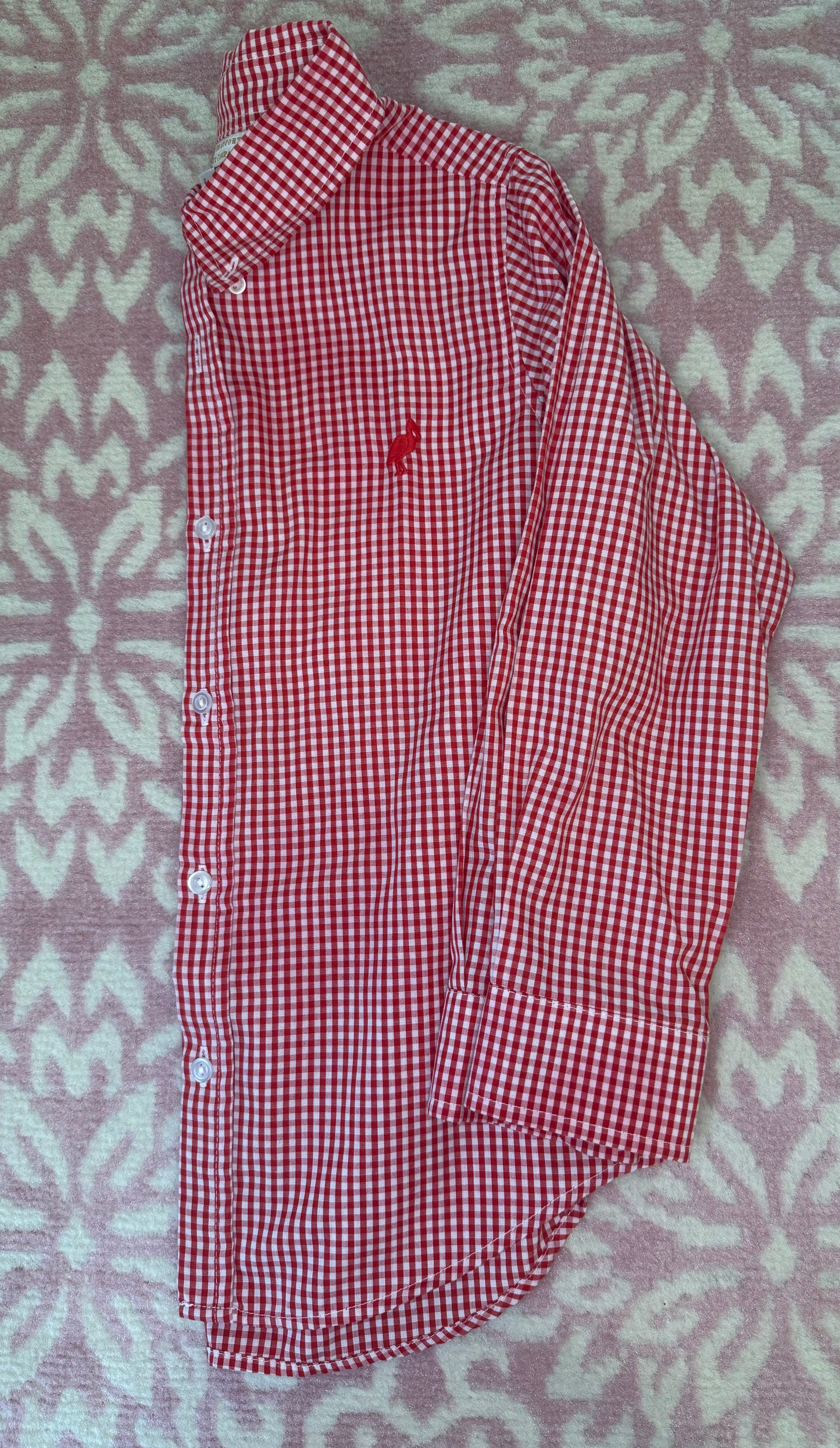 10 TBBC DEANS LIST DRESS SHIRT - RICHMOND RED MINI GINGHAM