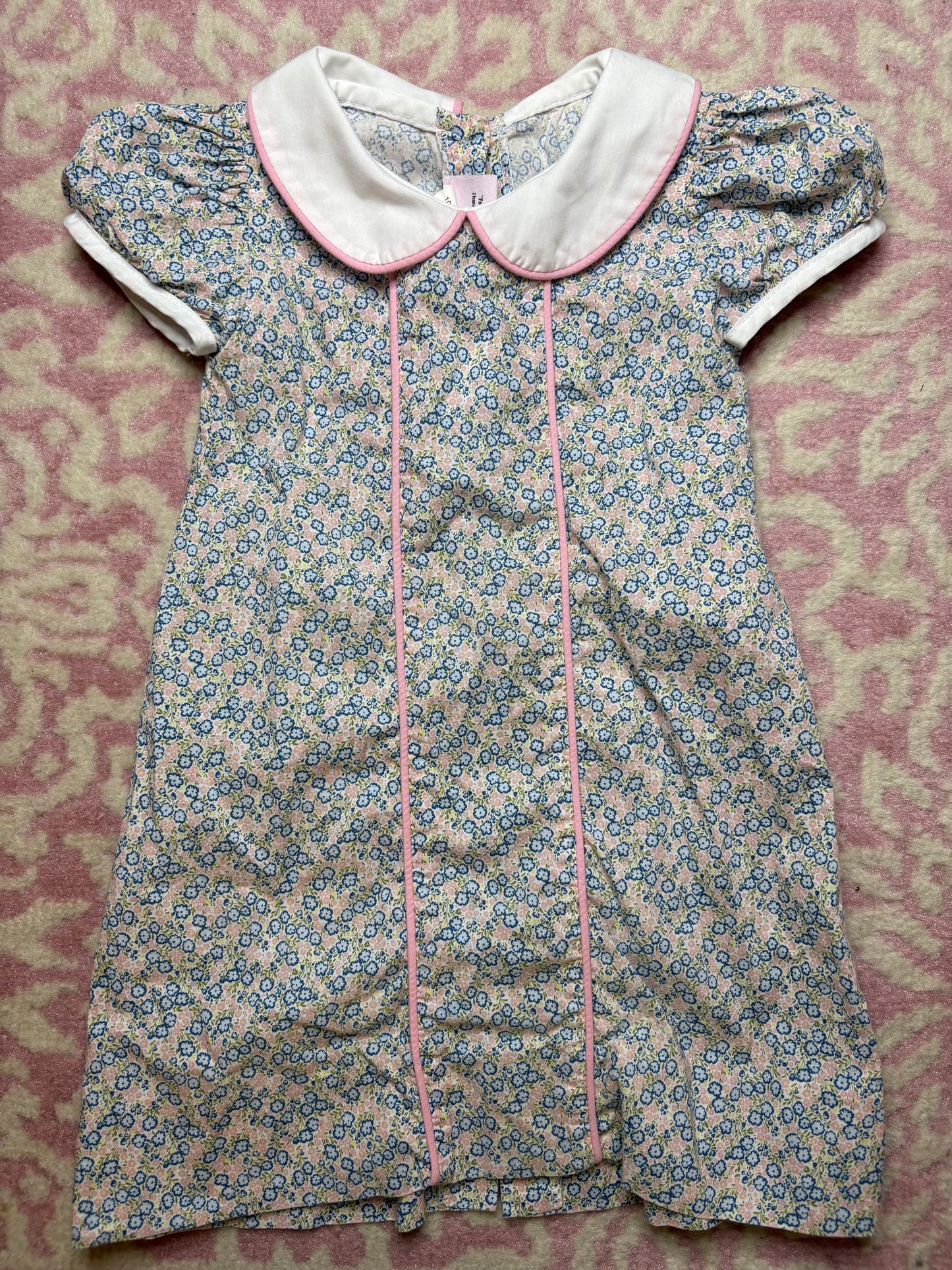 18M Lullaby Set Floral Dress with Collar and Pink piping