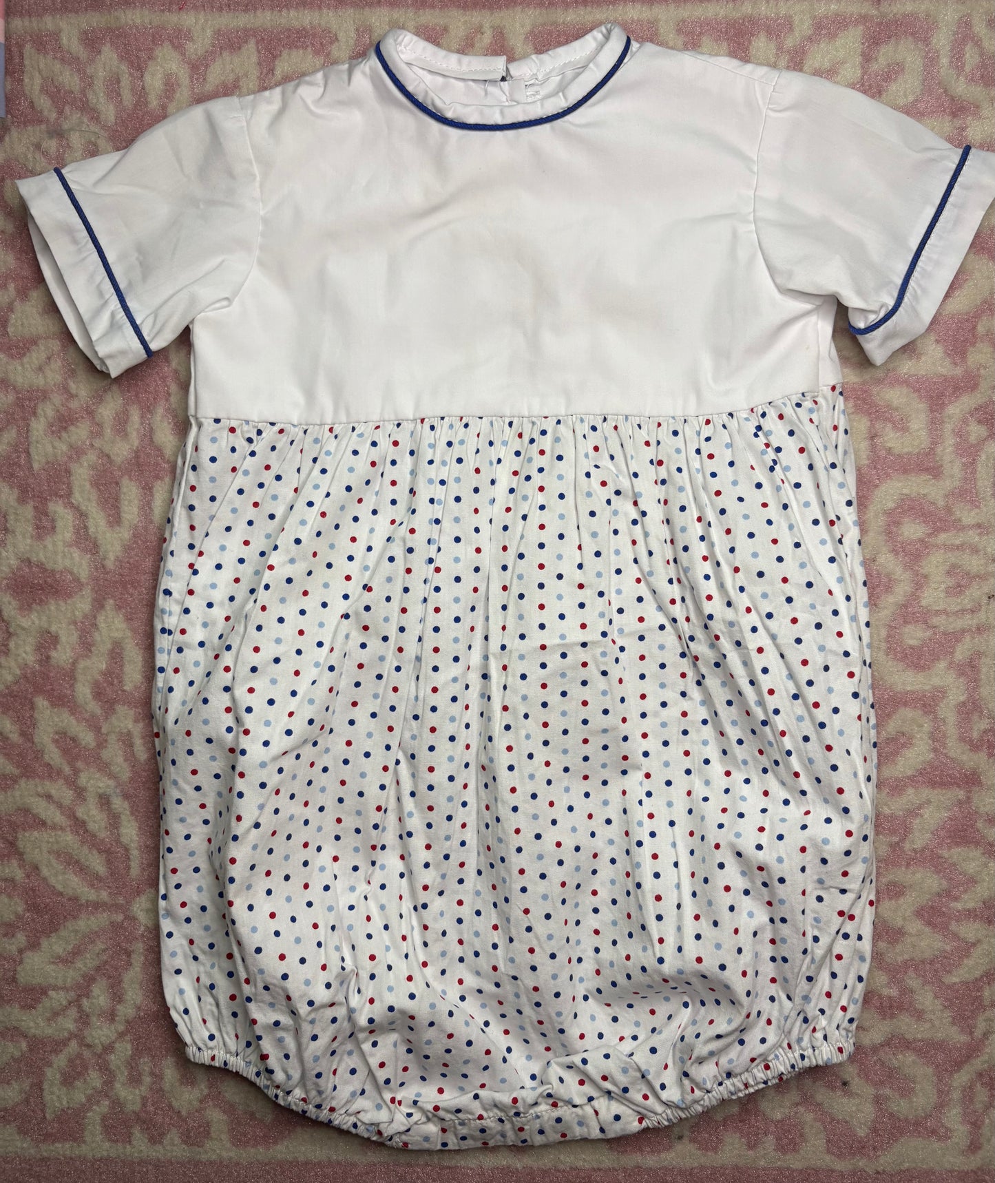 2T Two Girls and a Boy Red, White, and Blue Polka Dot SS Bubble