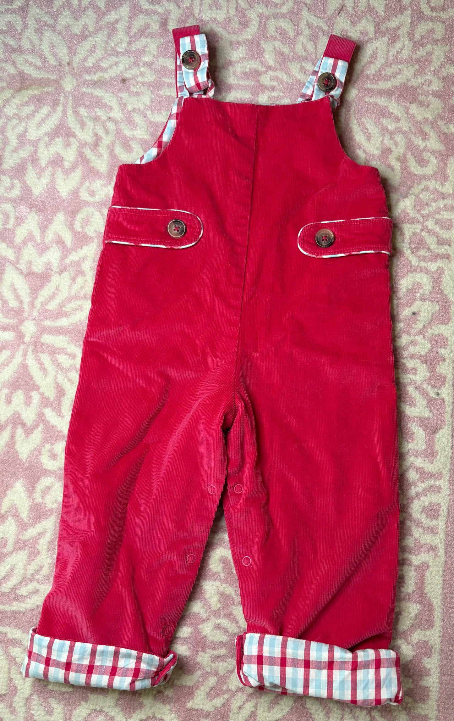 18/24M TBBC Ivy League Longall Corduroy Richmond Red and Gingham