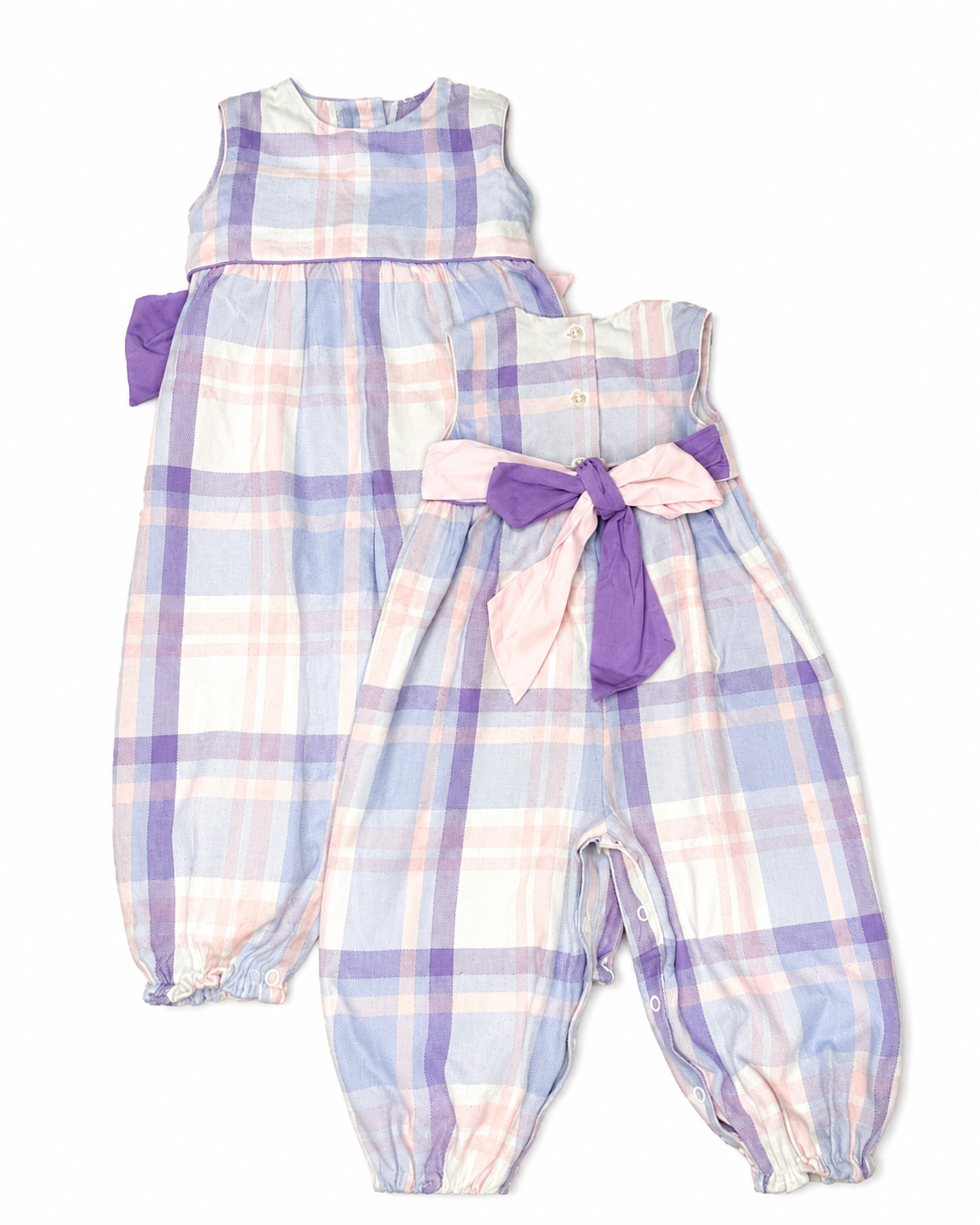 18/24M TBBC SLEEVELESS REBECCA ROMPER/PEACH BLOSSOM PLAID
