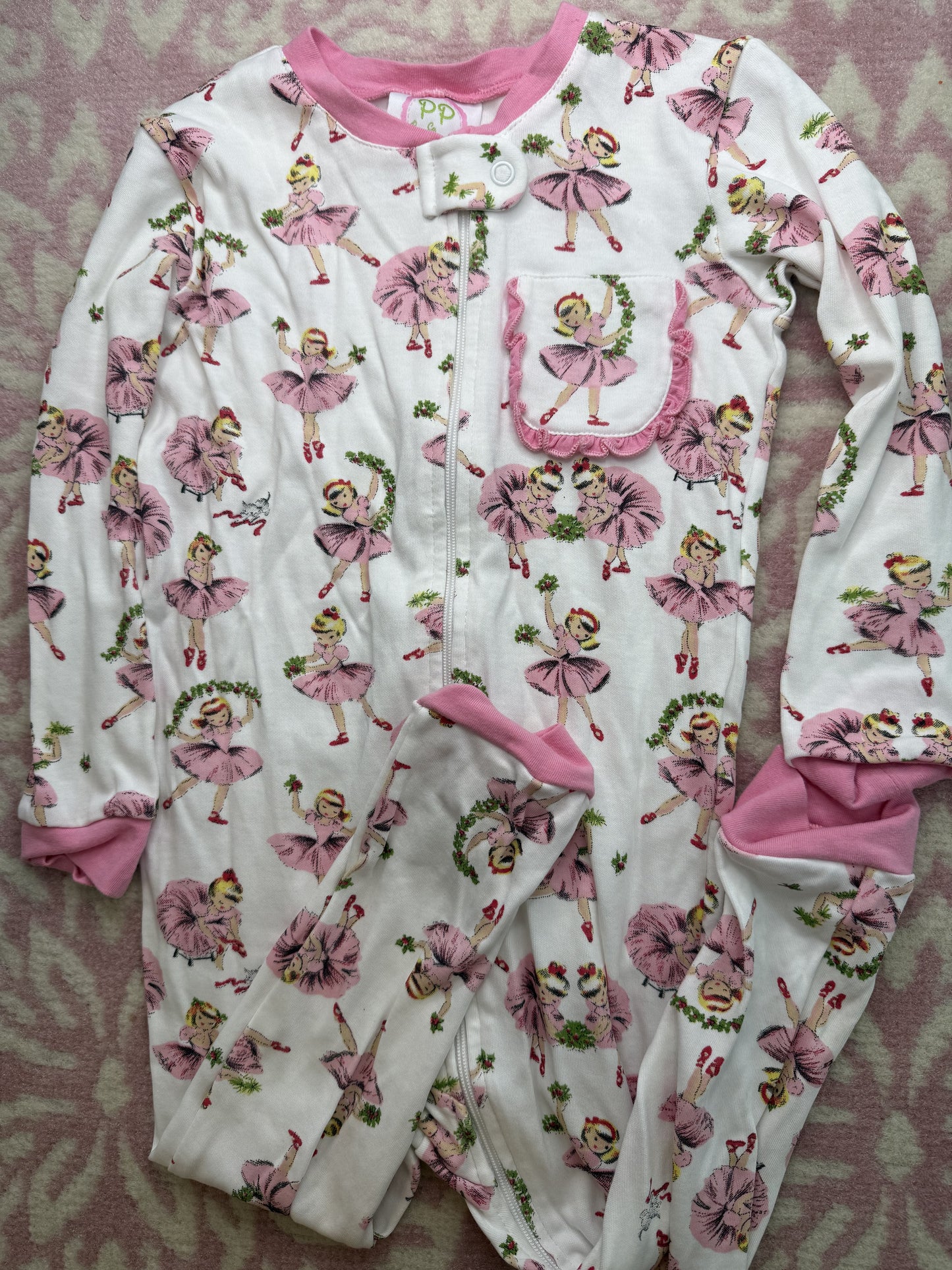 Sz 3T Posh Pickle Little Girl Christmas Zip Up Pajama