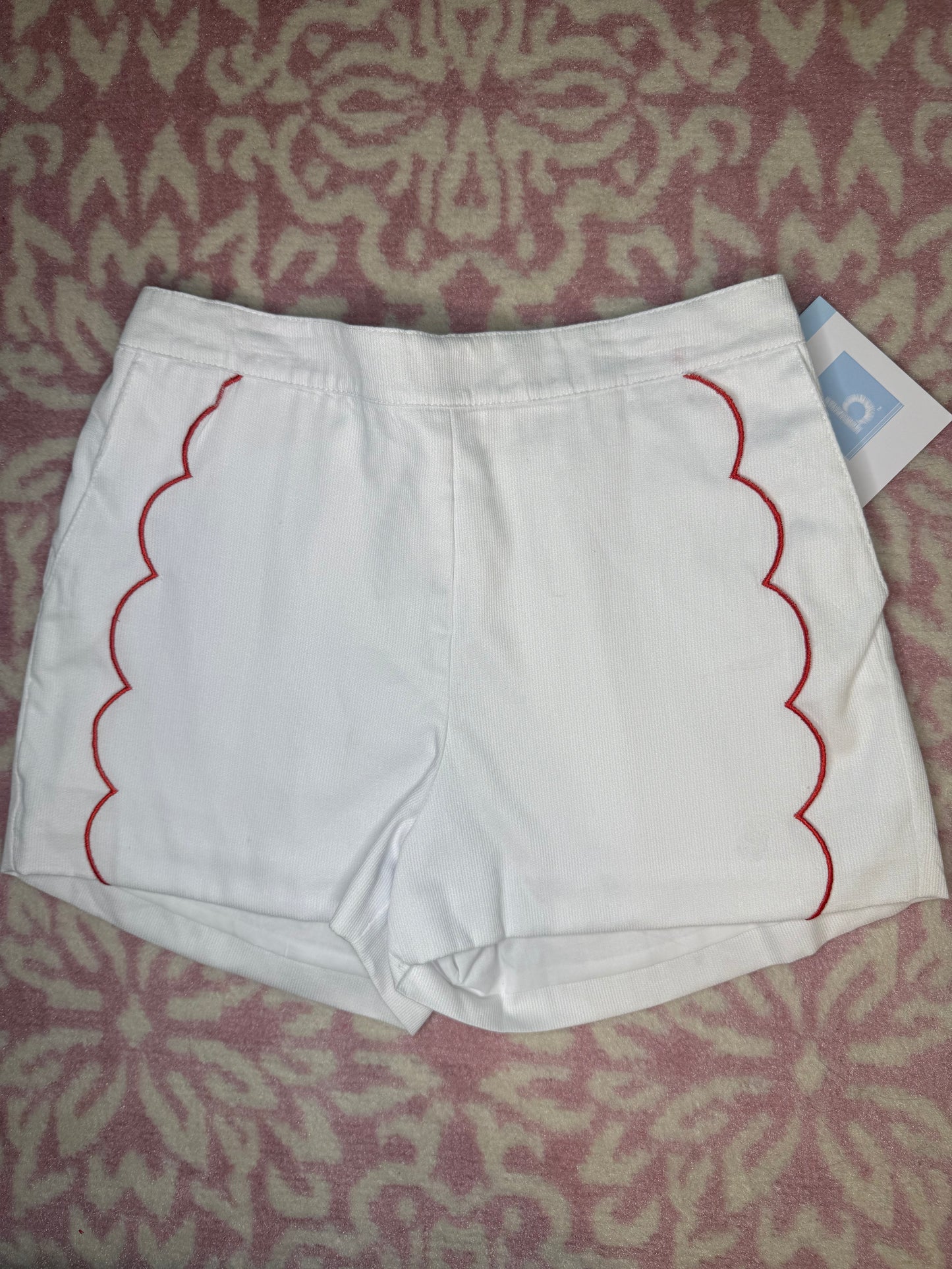 Sz 10 Bella Bliss Brinkley Shorts White w/ Red Piping