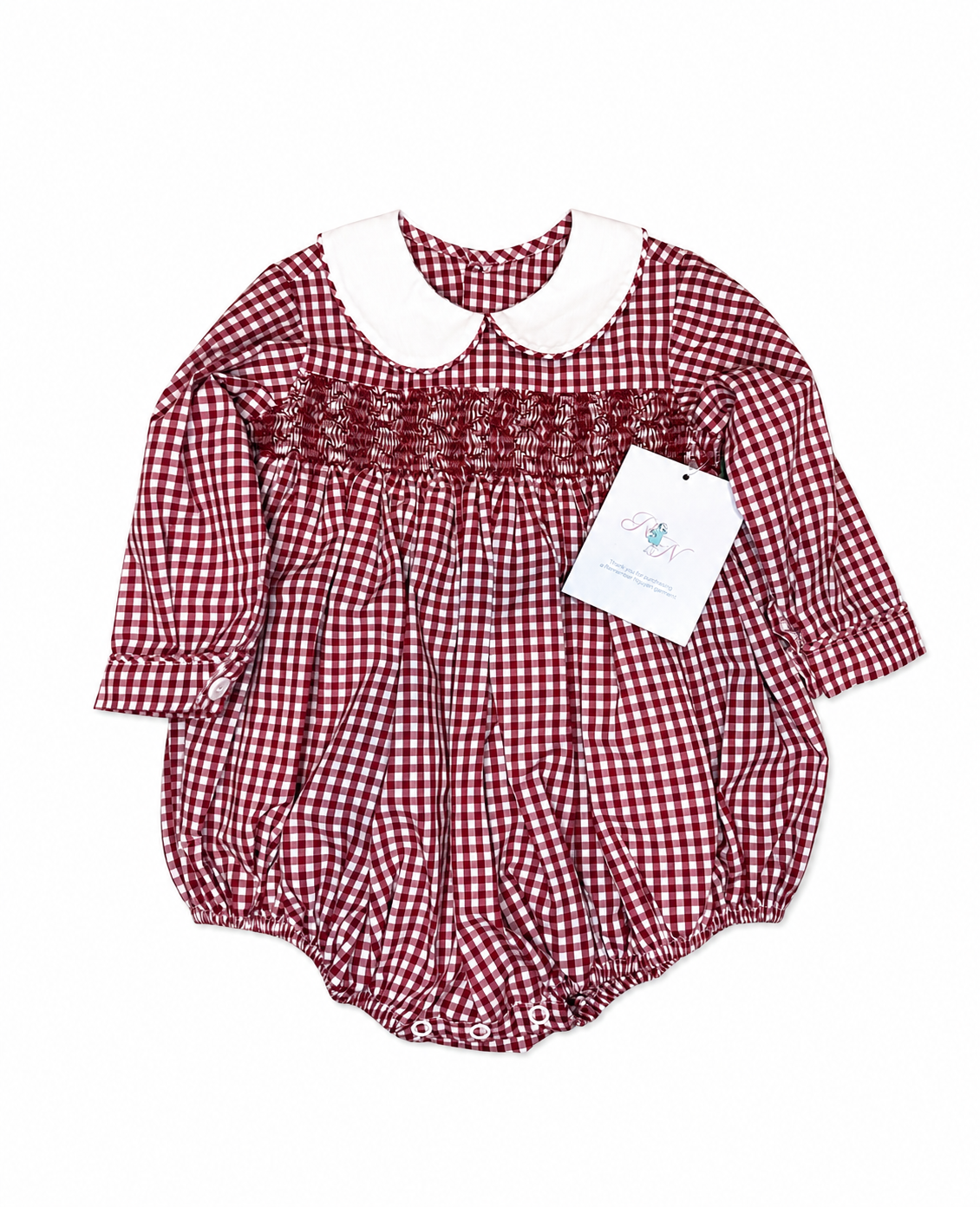 Remember Nguyen Burgundy Boy Ellis Smocked Bubble