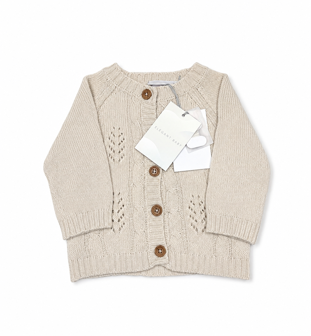 Elegant Baby Cable Knit Oatmeal Sweater