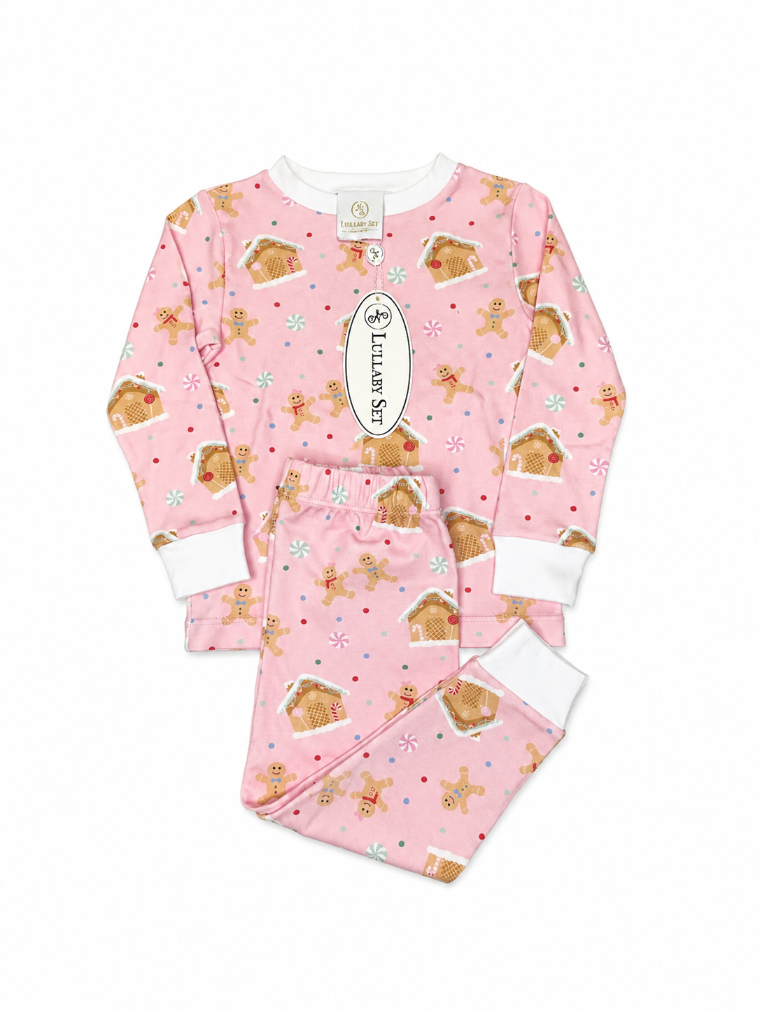 12M Lullaby Set Pink Gingerbread Christmas Pajama Set