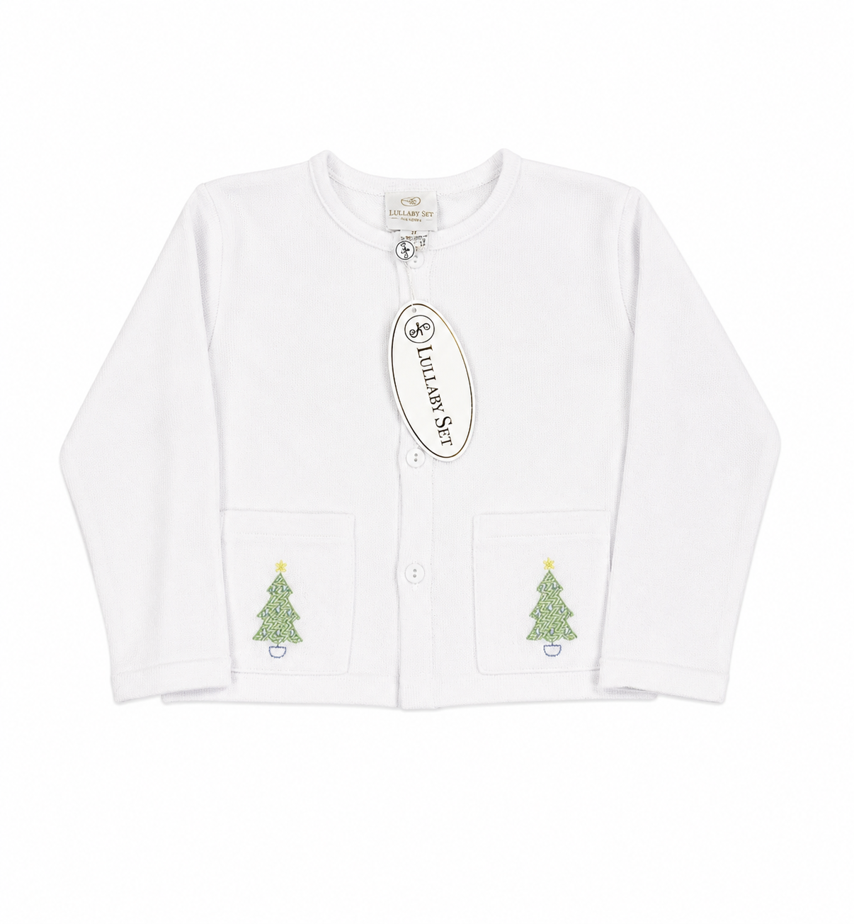 Lullaby Set Blue Christmas Tree Cardigan