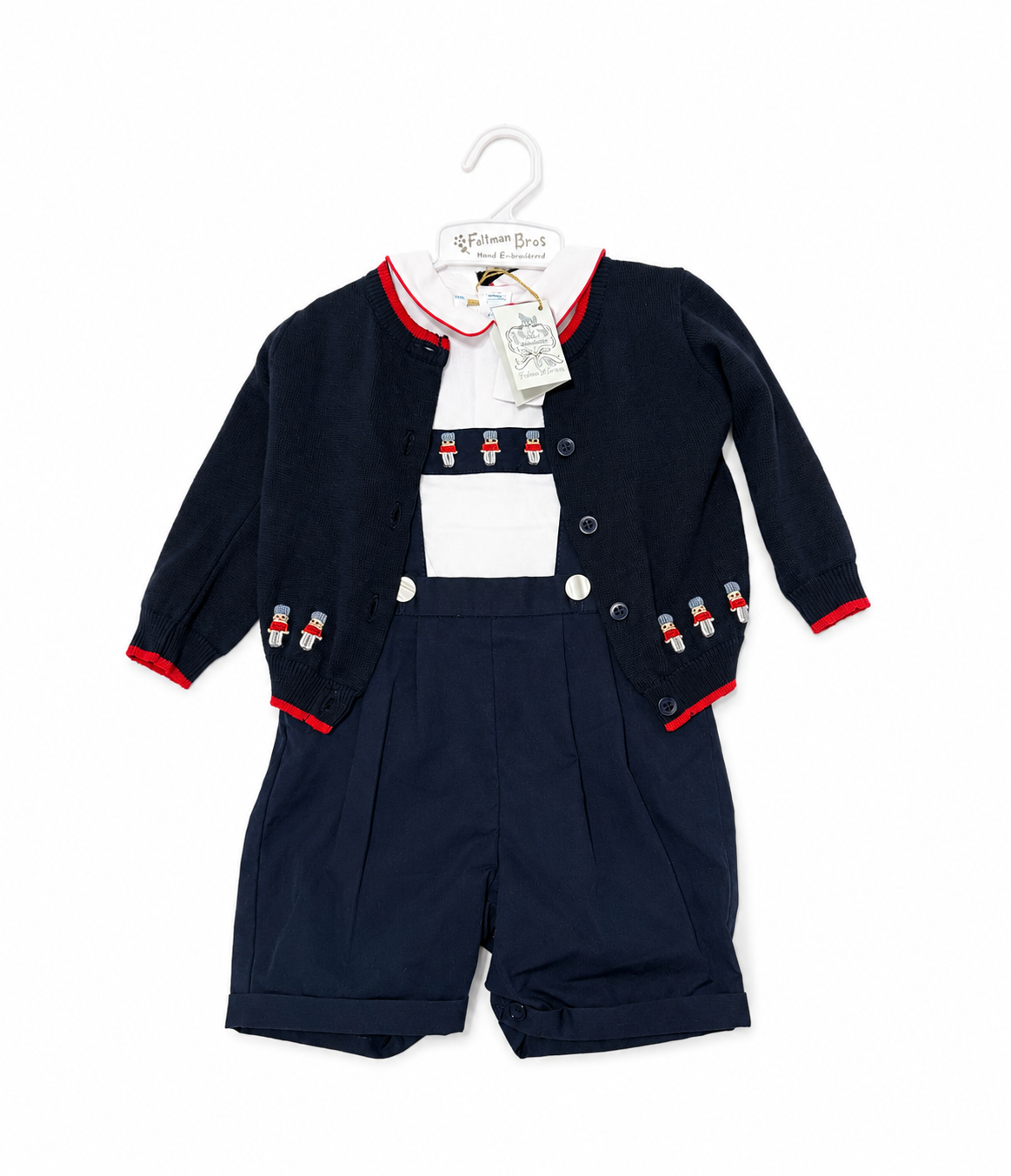 6M Feltman Brothers Holiday Soldier Suspender Cardigan Set