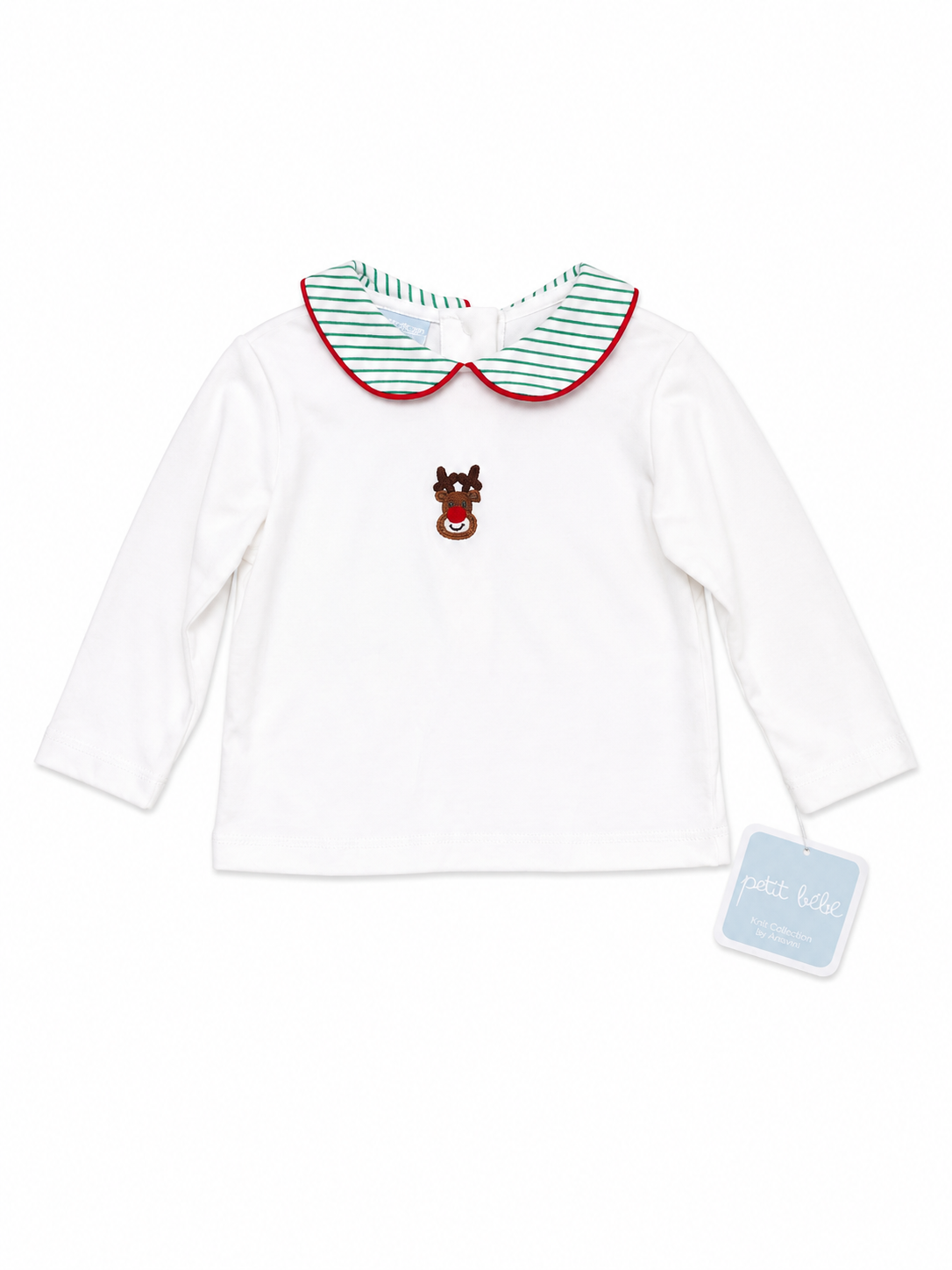 9M Petit Bebe Peter Pan Collar Reindeer Knit Top