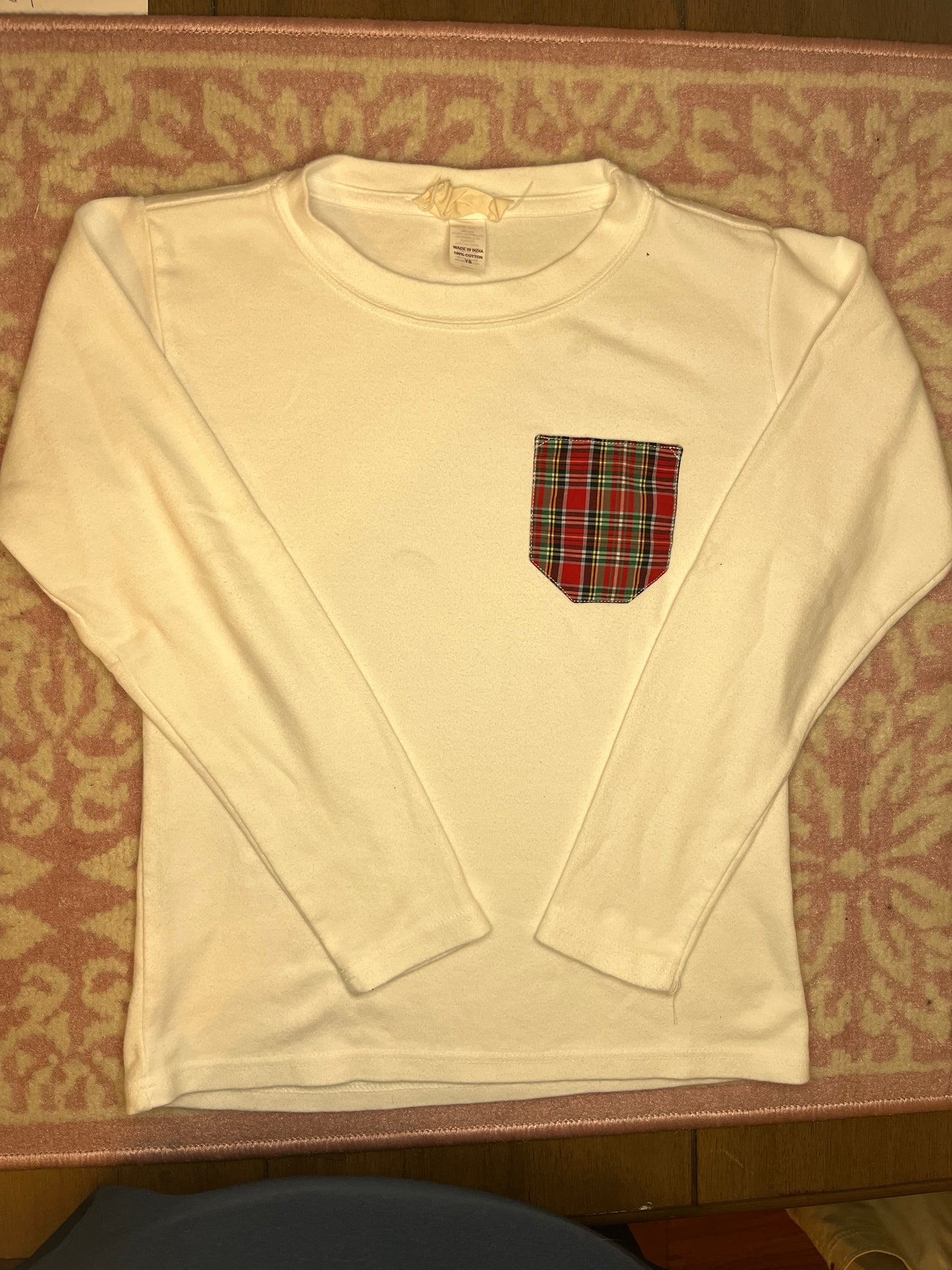YS Hannah Kate LS Tartan Pocket Tee