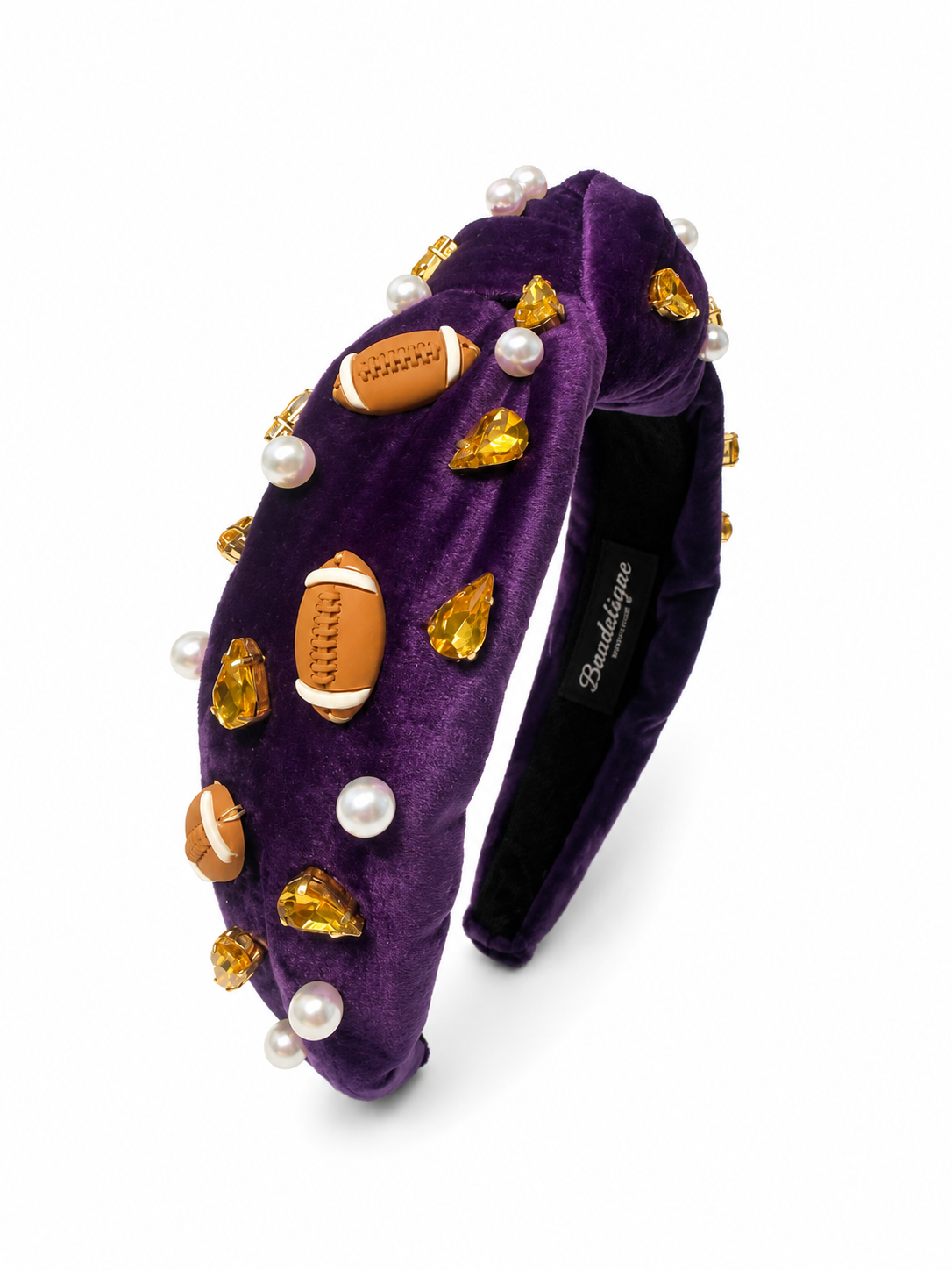 Blended Spirit Purple & Gold Football Knot Headband