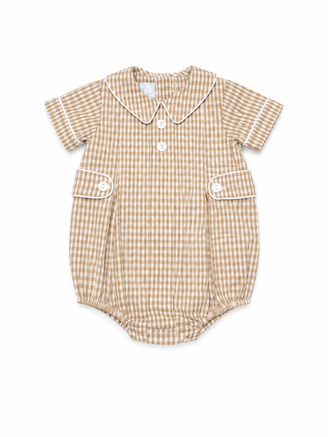 3M Little English Oatmeal Check Button Bubble