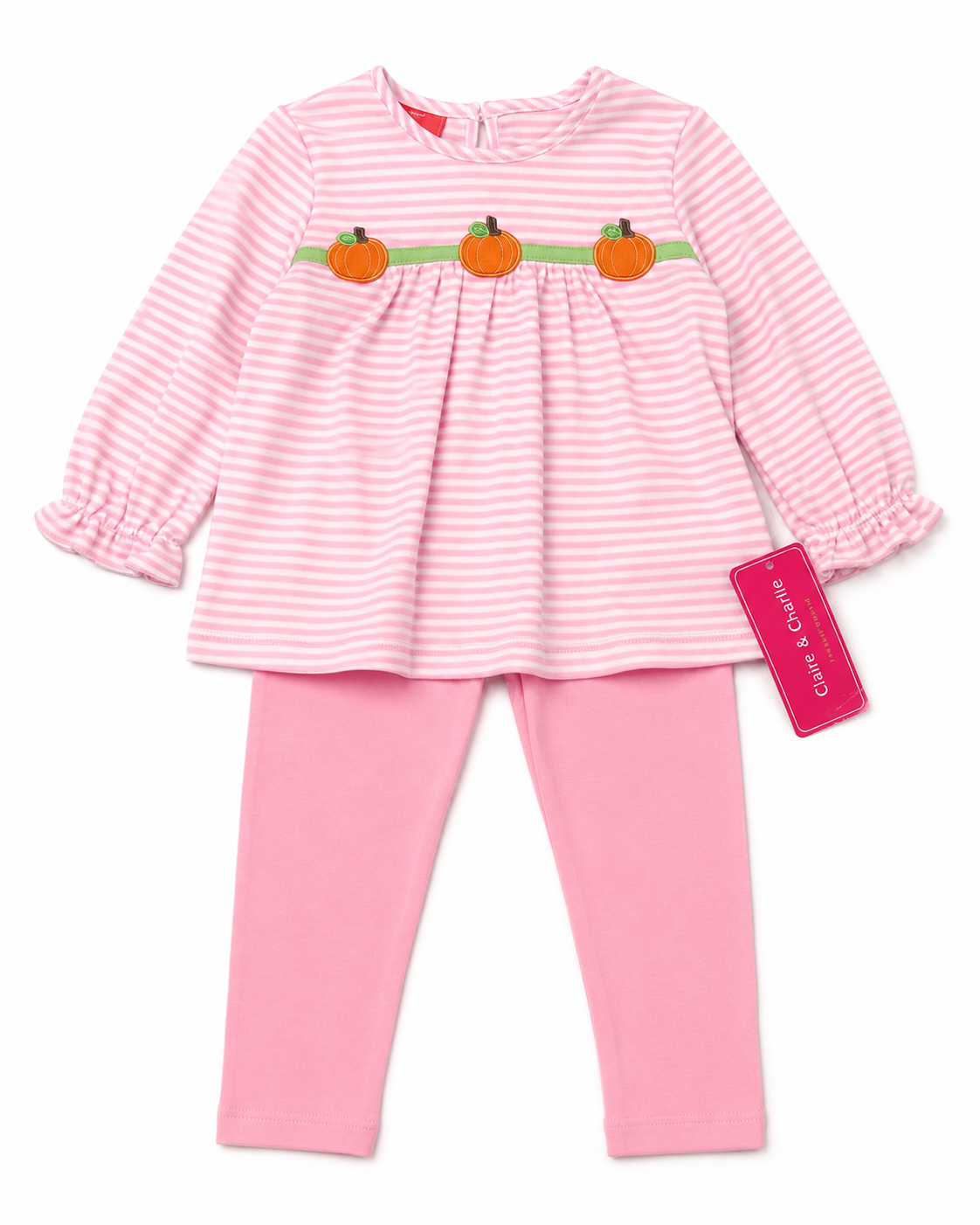 18M Claire & Charlie Pumpkin Appliqué Knit Pant Set