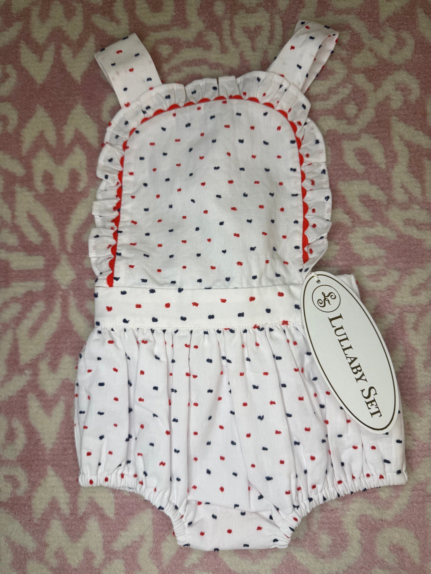 6M Lullaby Set Ruffle Swiss Red, White, & Blue Sunsuit
