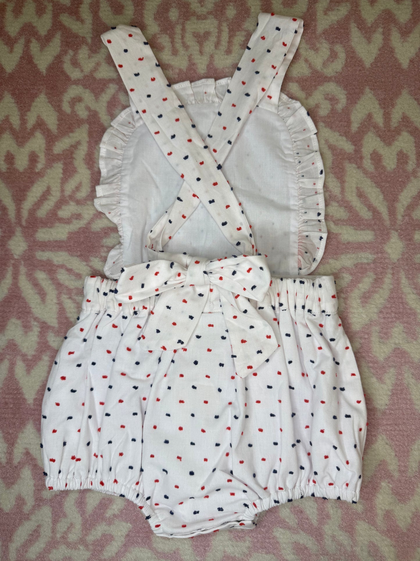 6M Lullaby Set Ruffle Swiss Red, White, & Blue Sunsuit